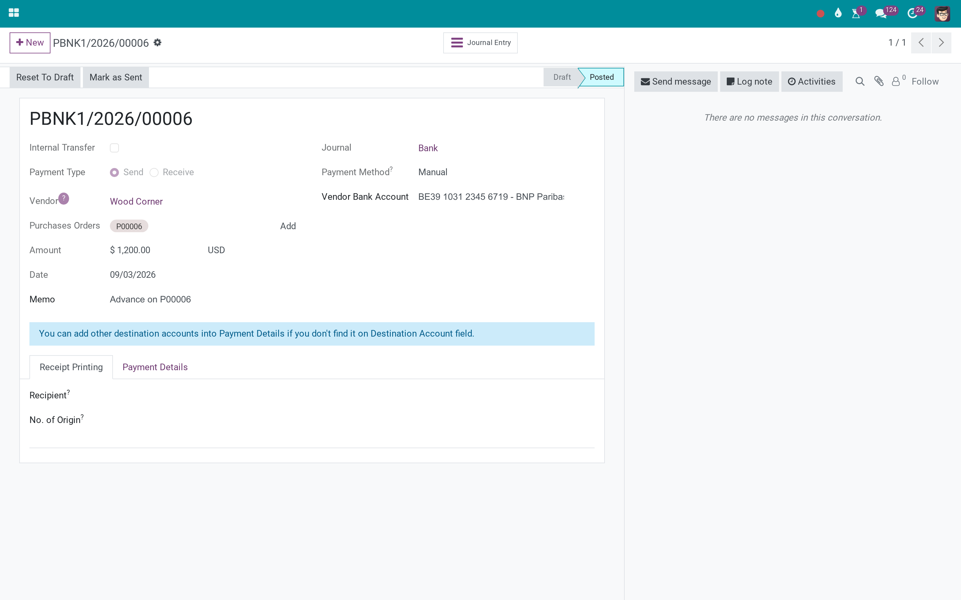A vendor advance that knows which purchase orders it belongs to