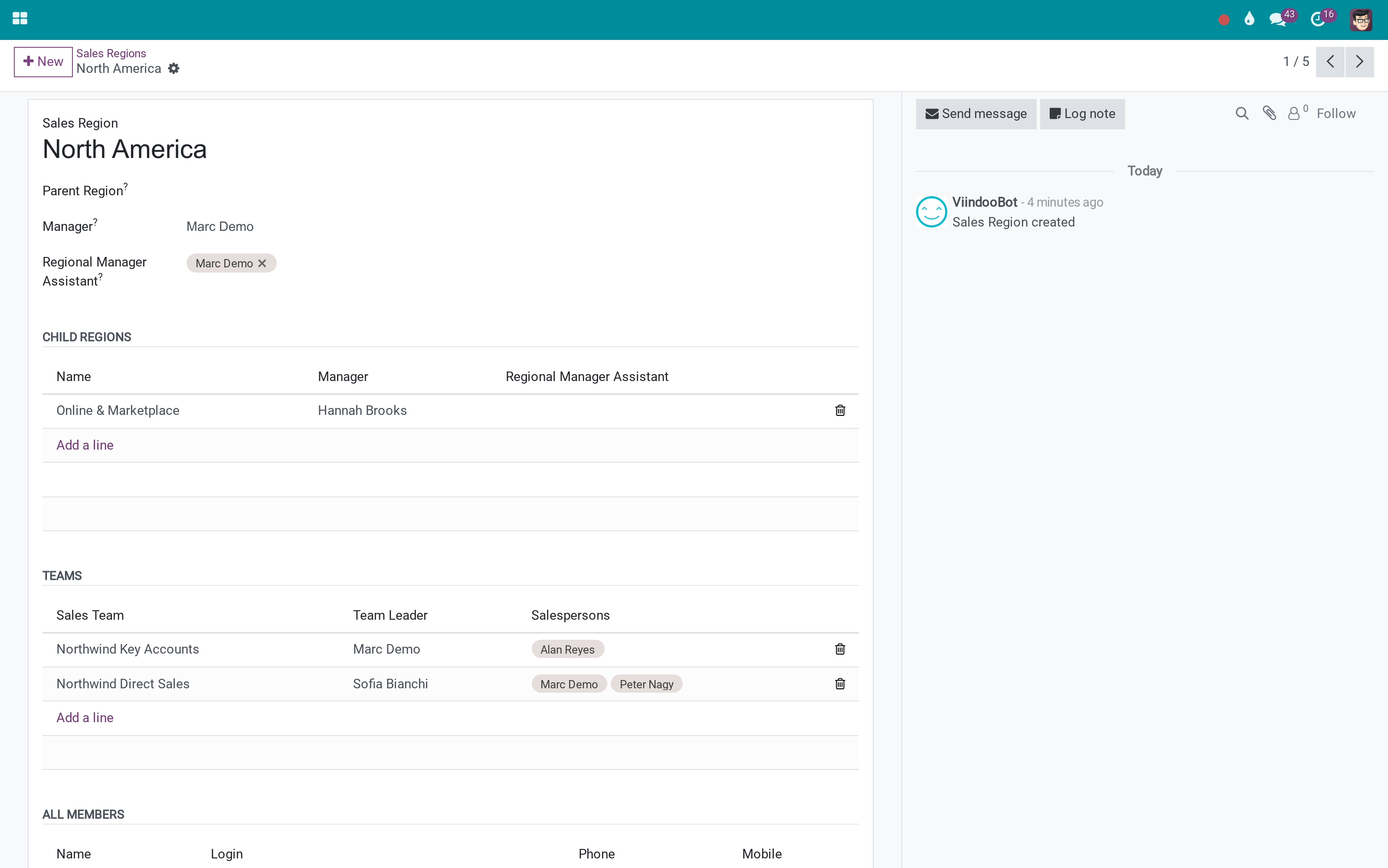 Sales regions, team leaders and regional managers - the two roles Odoo skips