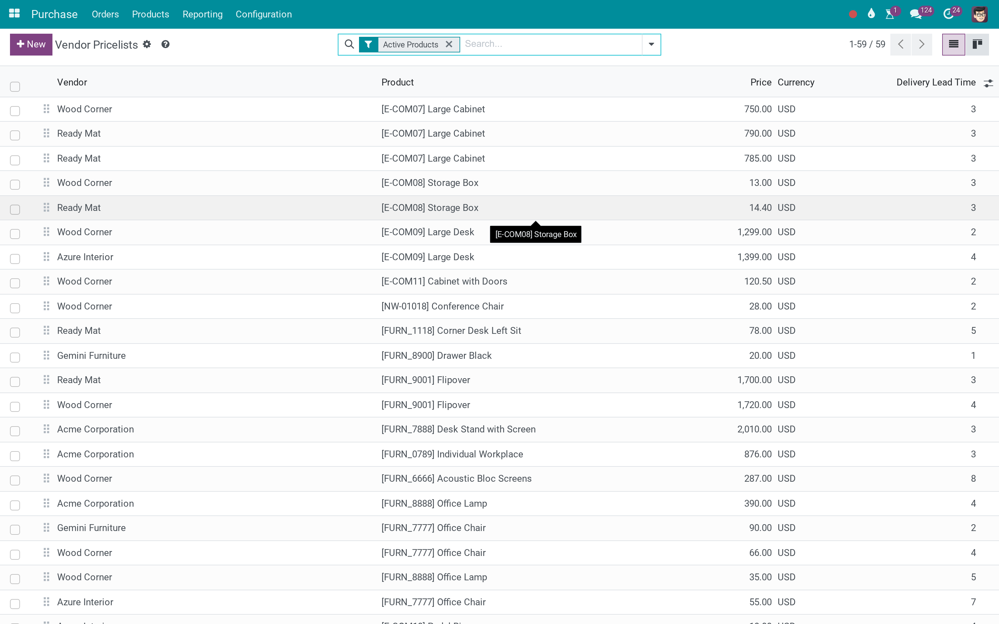 Vendor pricelists