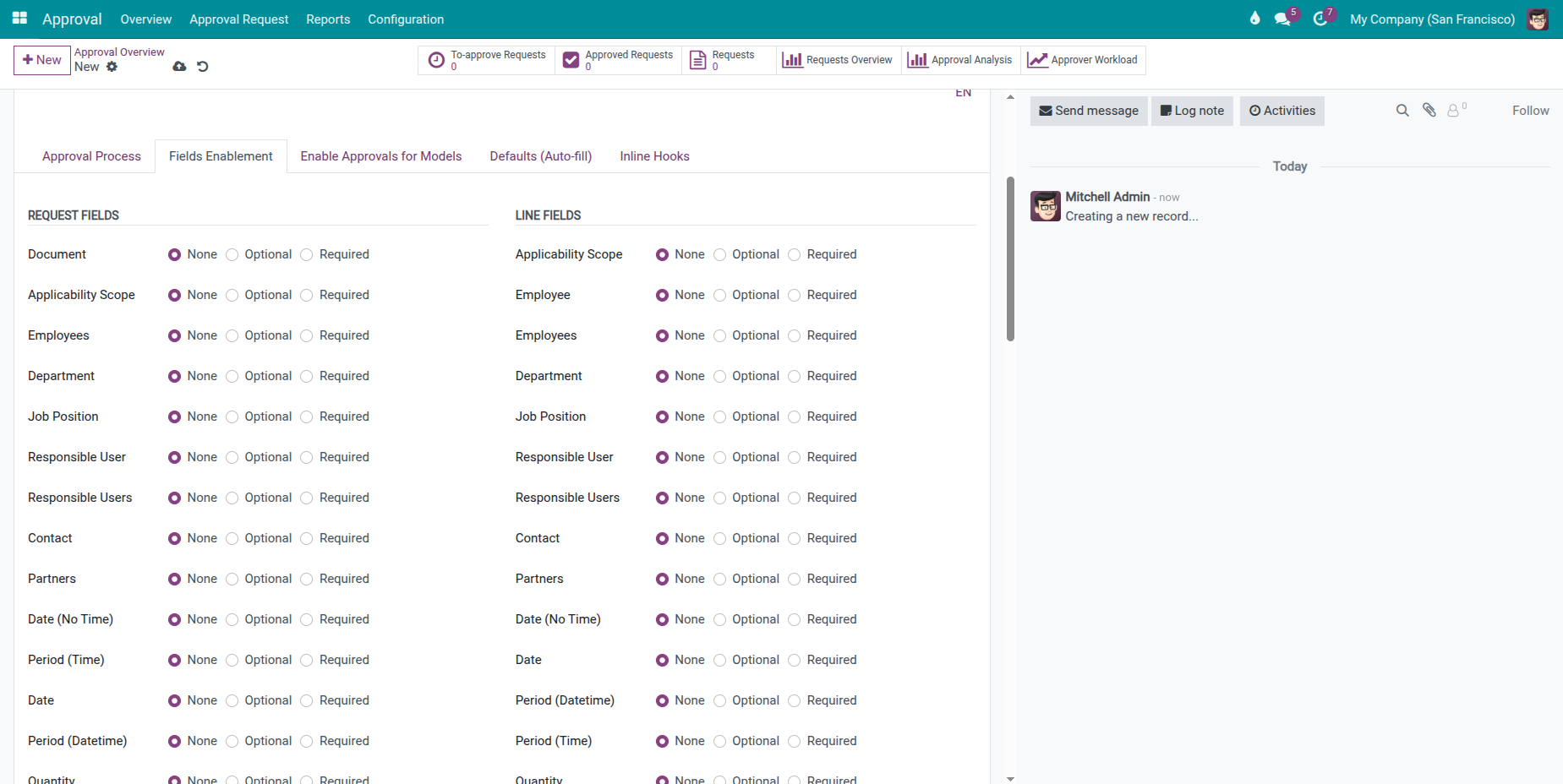 Trường động trên phiếu phê duyệt