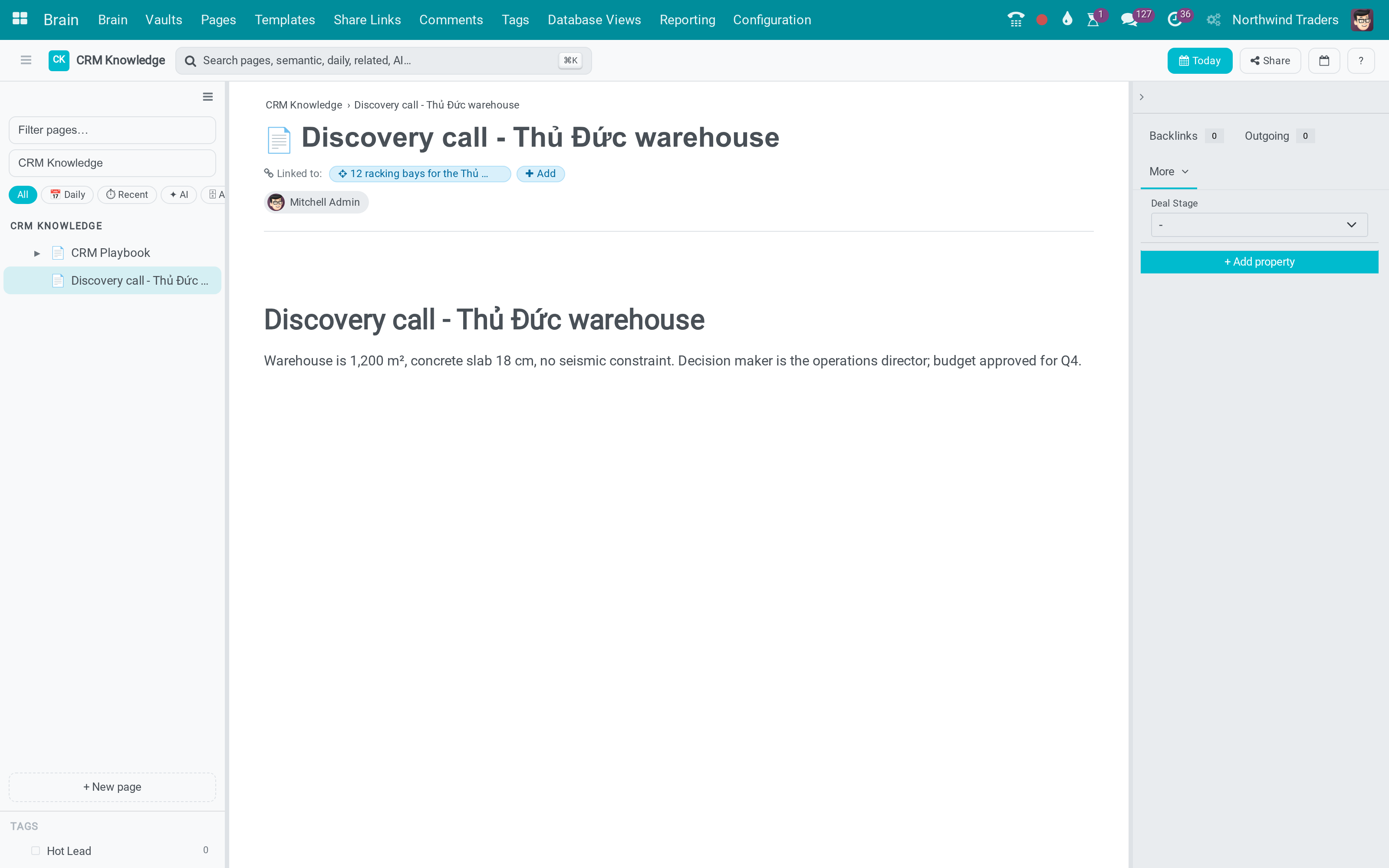 Discovery call - Thủ Đức warehouse