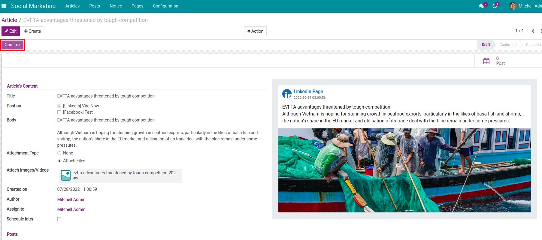 Confirm social post