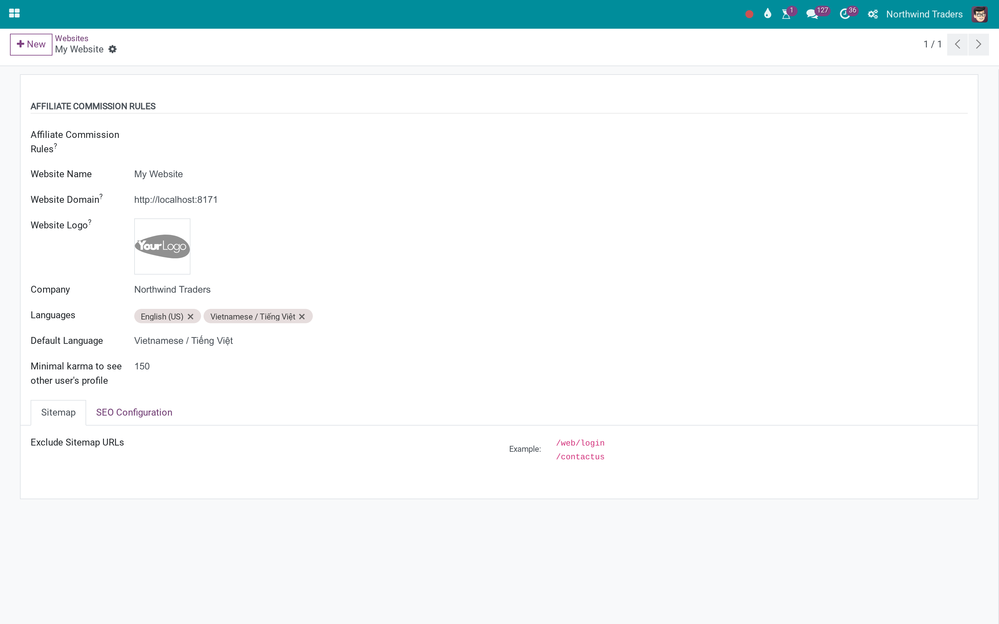 The website