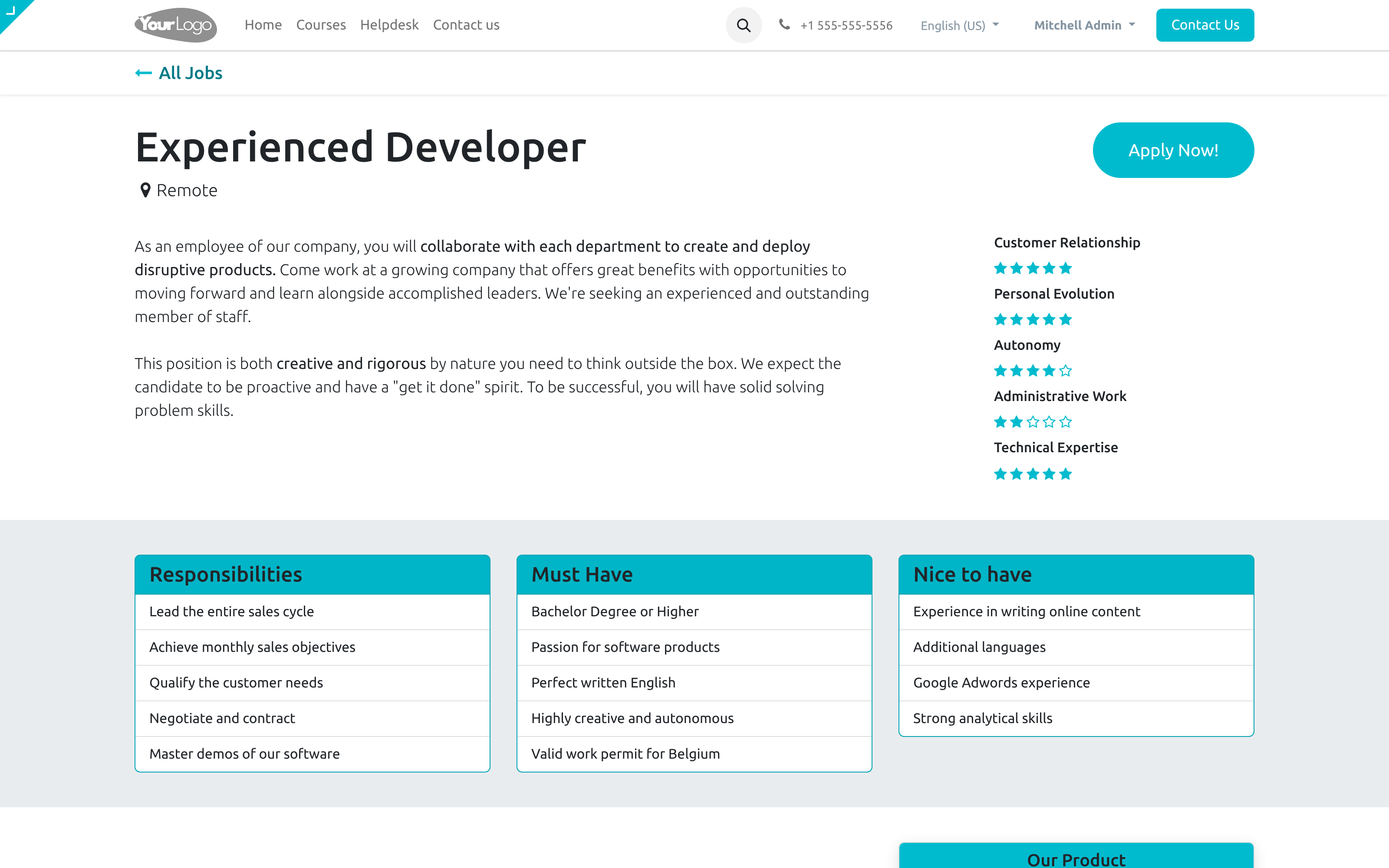 A published job