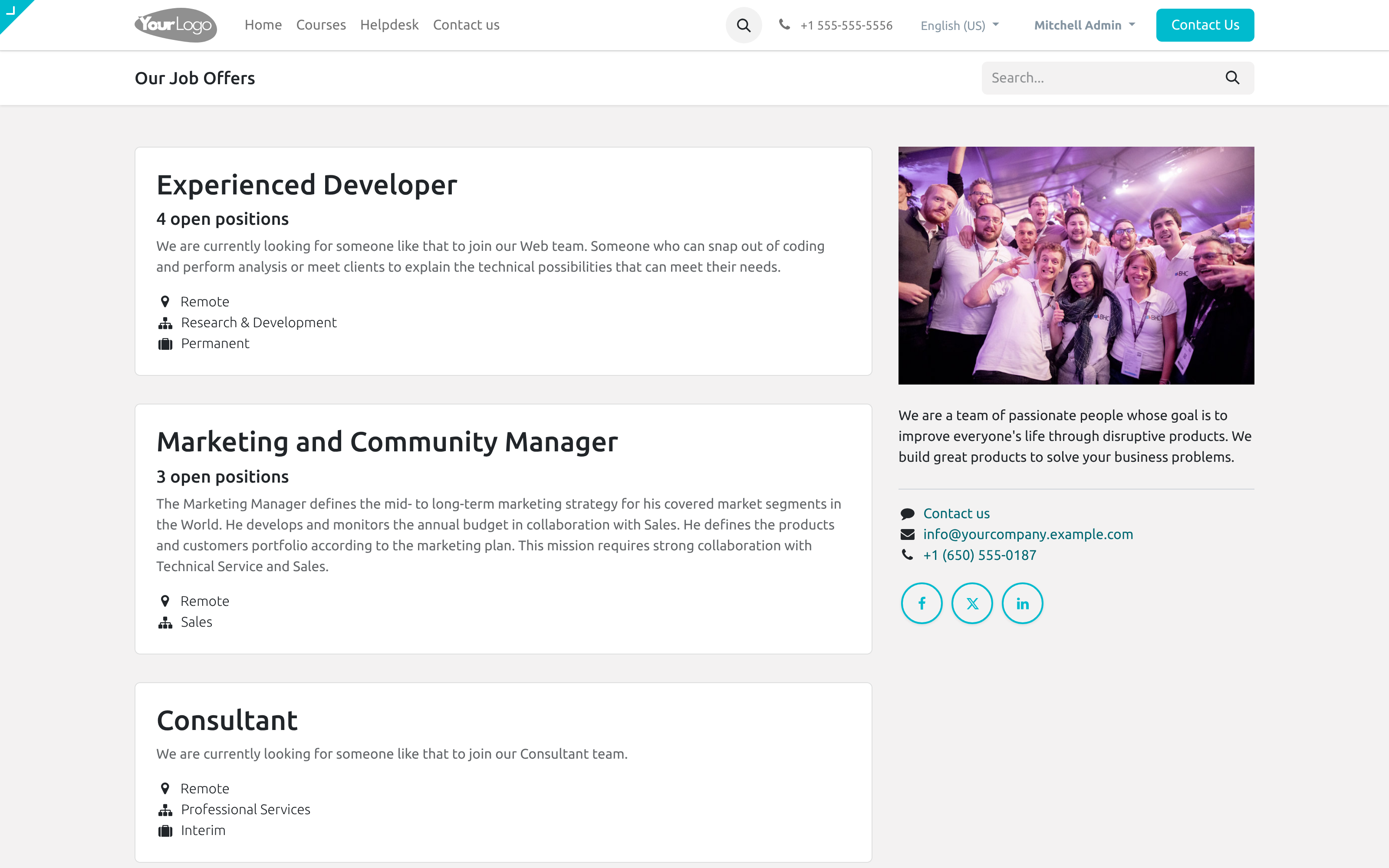Careers page