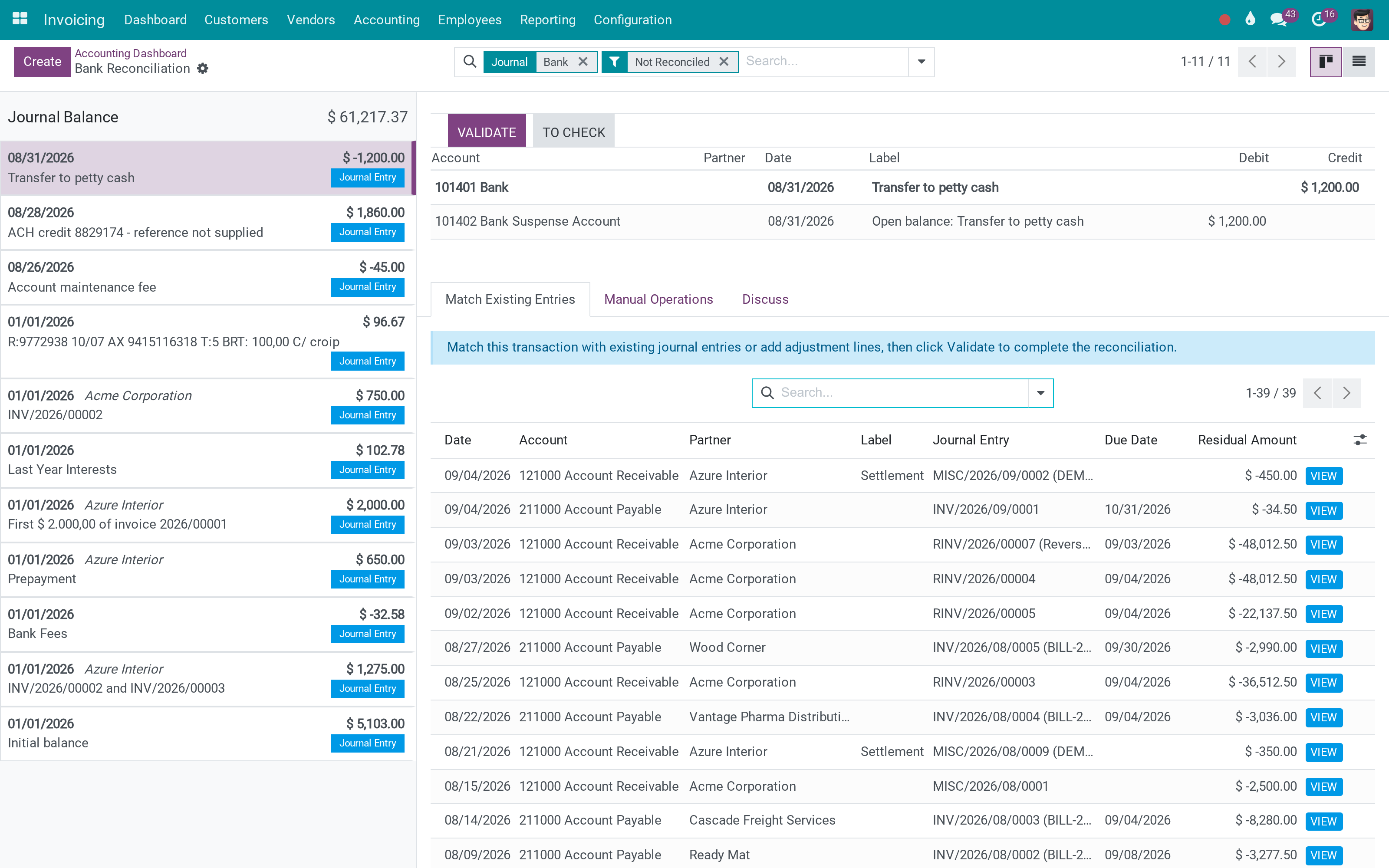 The reconciliation screen Odoo 17 took away