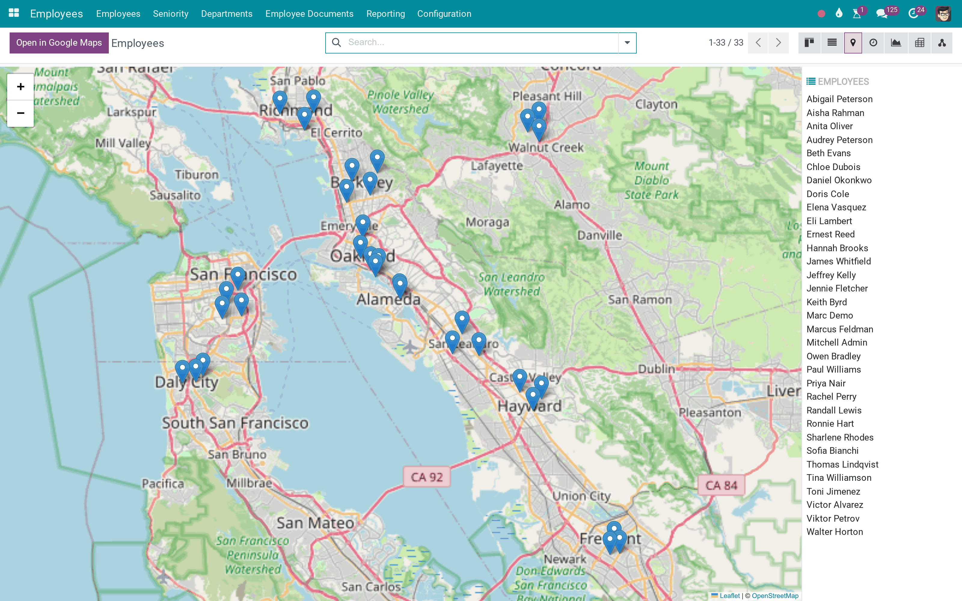 Employees on the map
