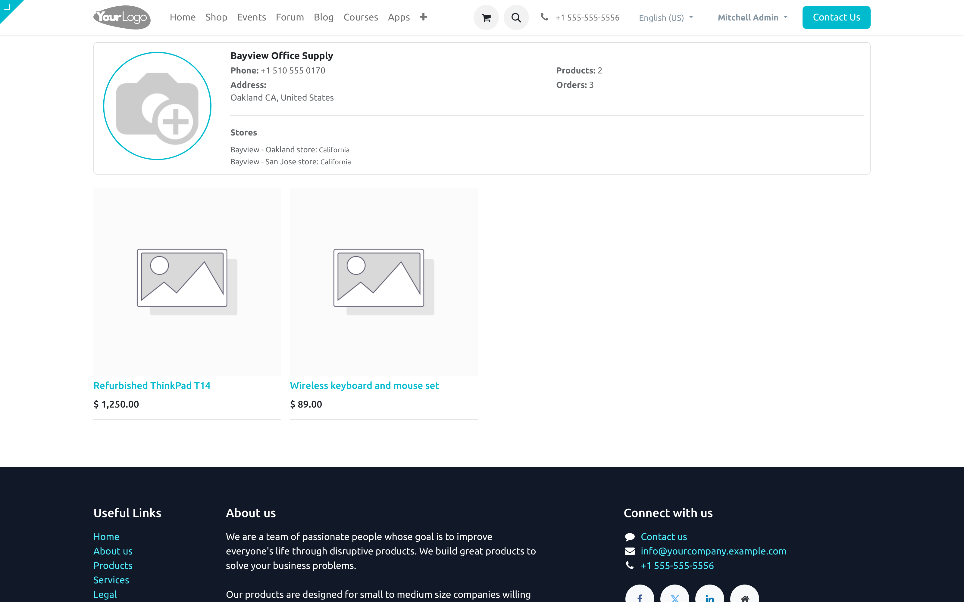 The store page