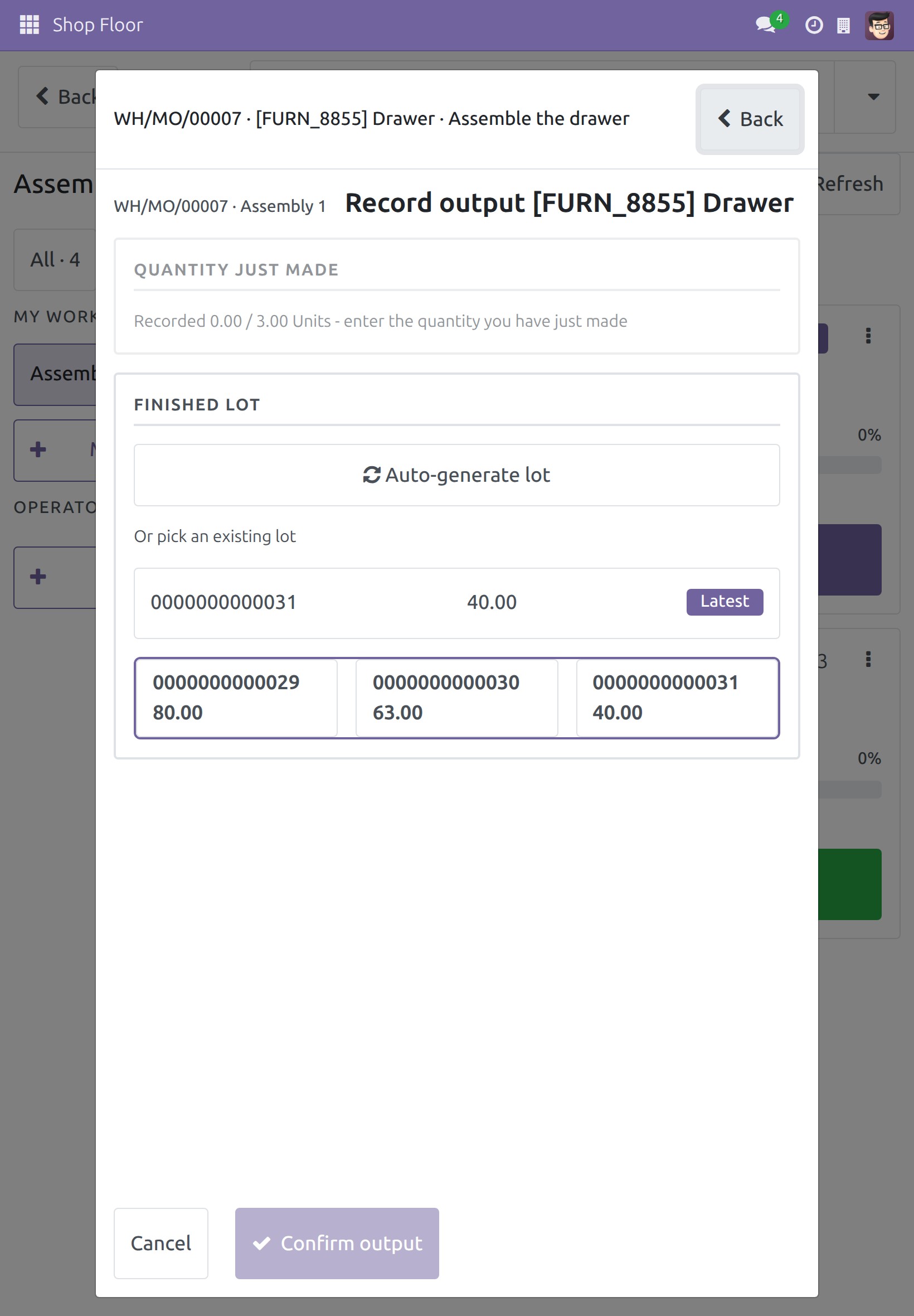 Scan a product and pick its lot