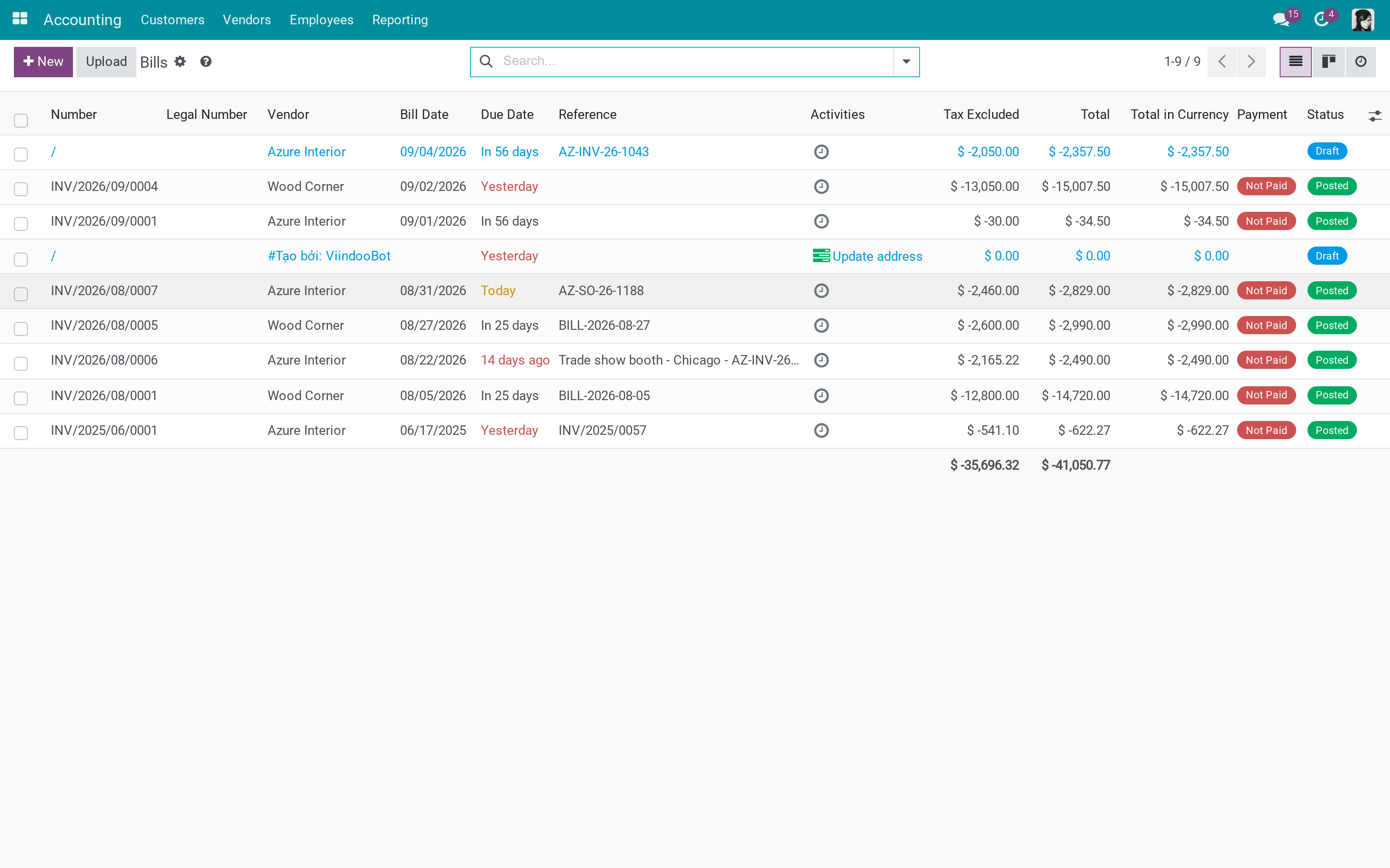 Contacts Access Rights extended to invoices and bills