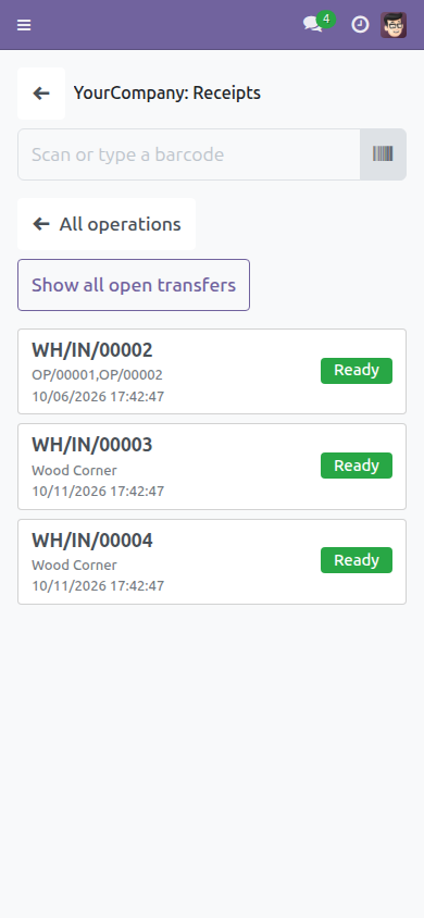 Operations list showing Ready transfers