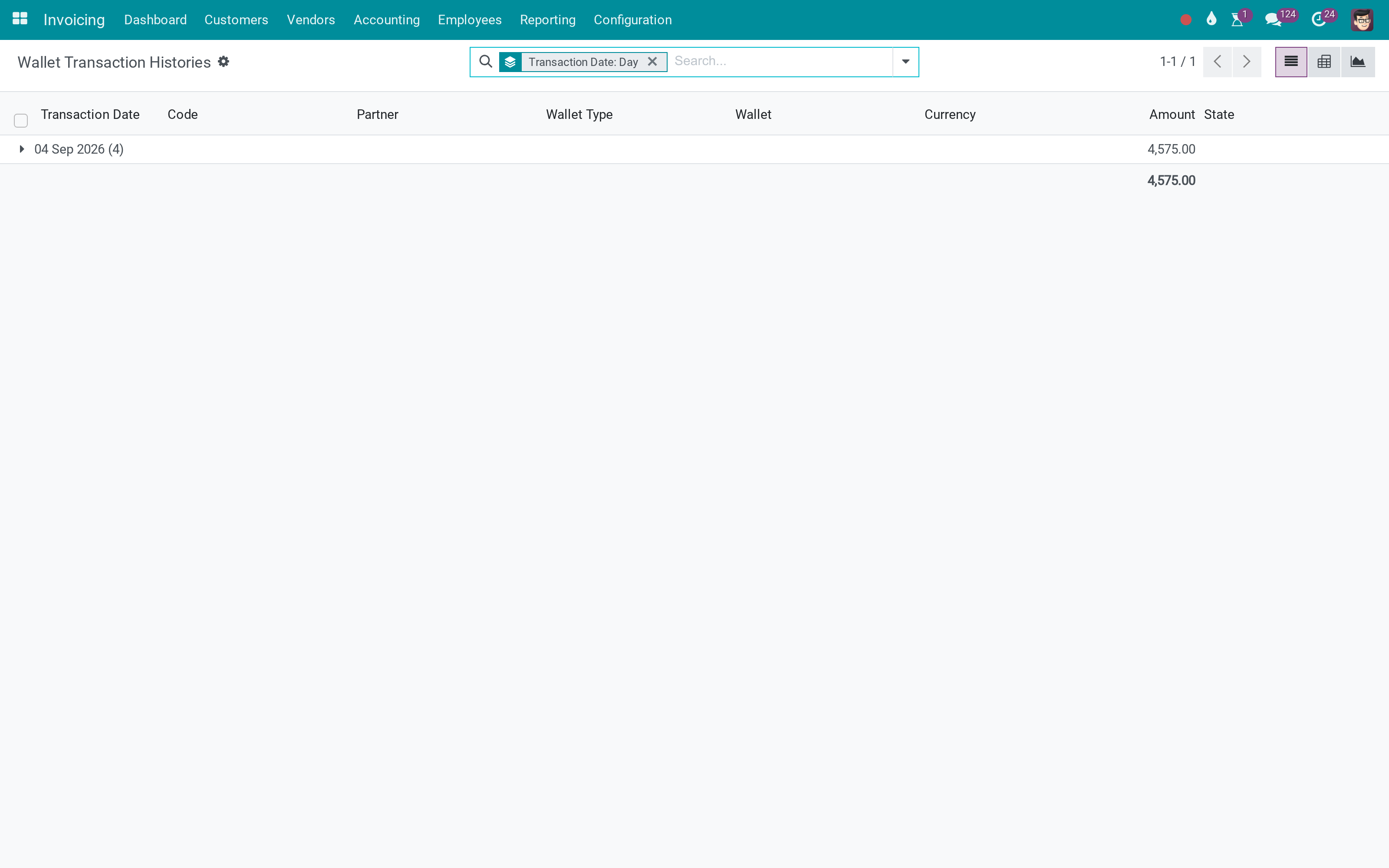 Wallet transaction histories