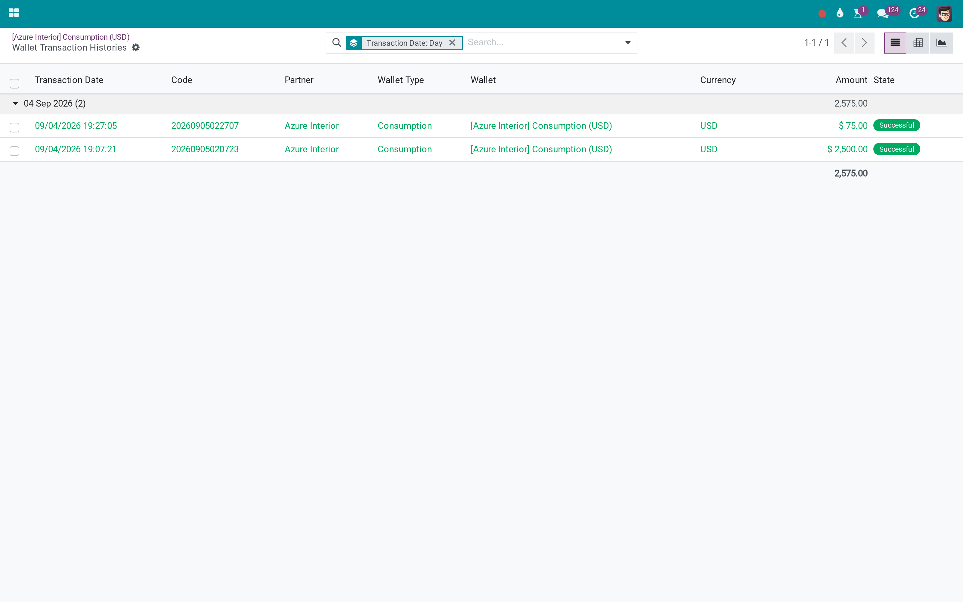 Wallet histories