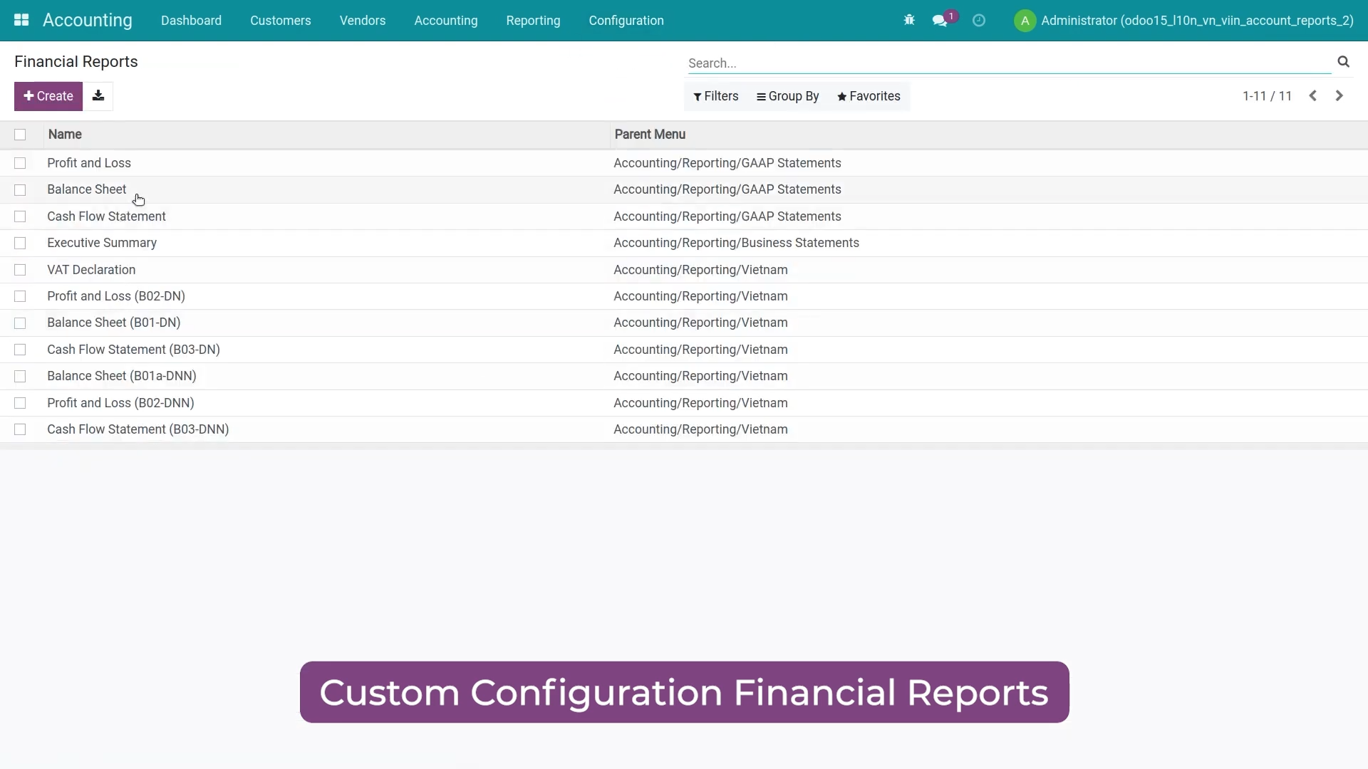 Xem cấu hình báo cáo