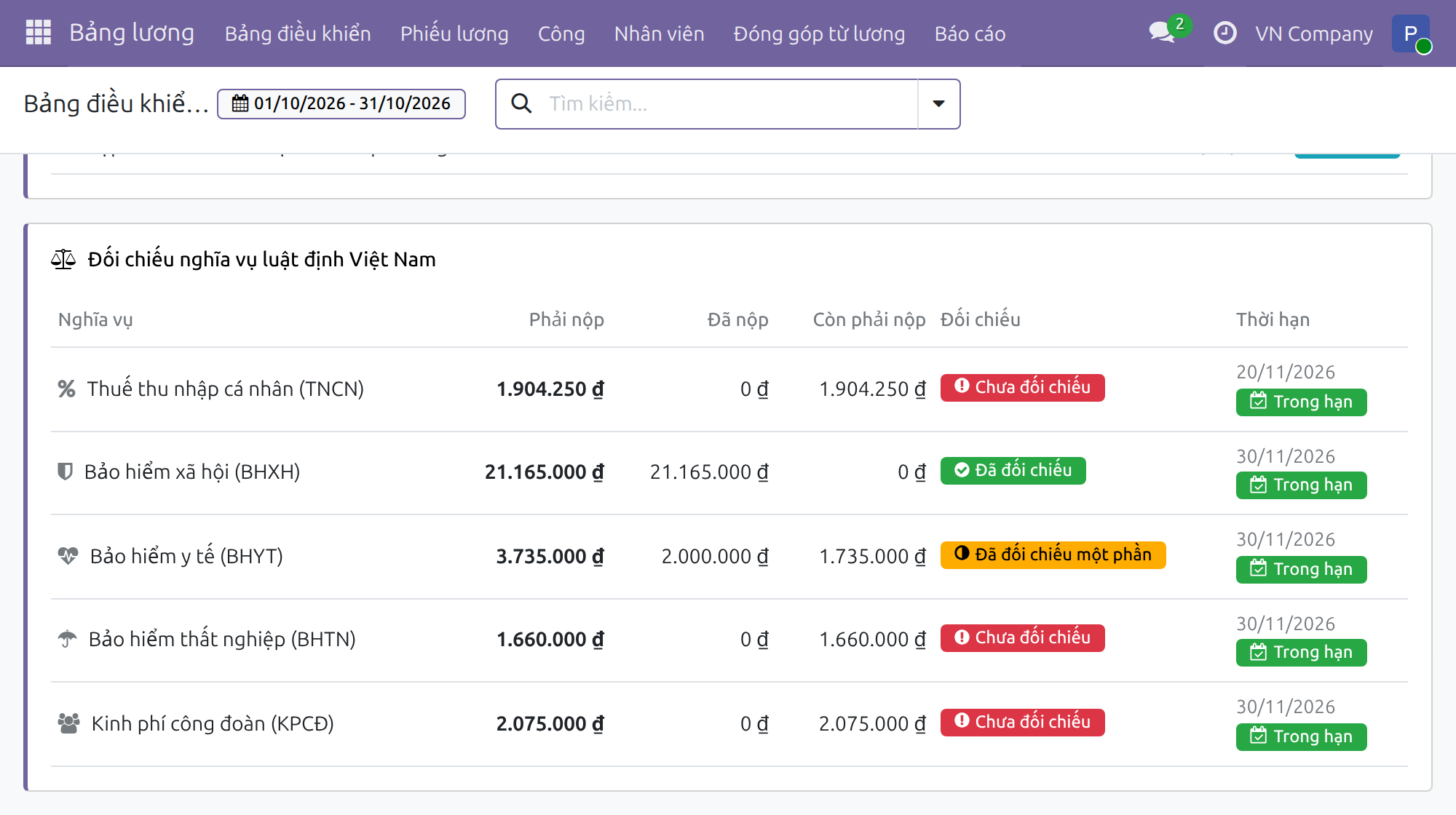 Tích hợp Bảng lương và Kế toán Việt Nam