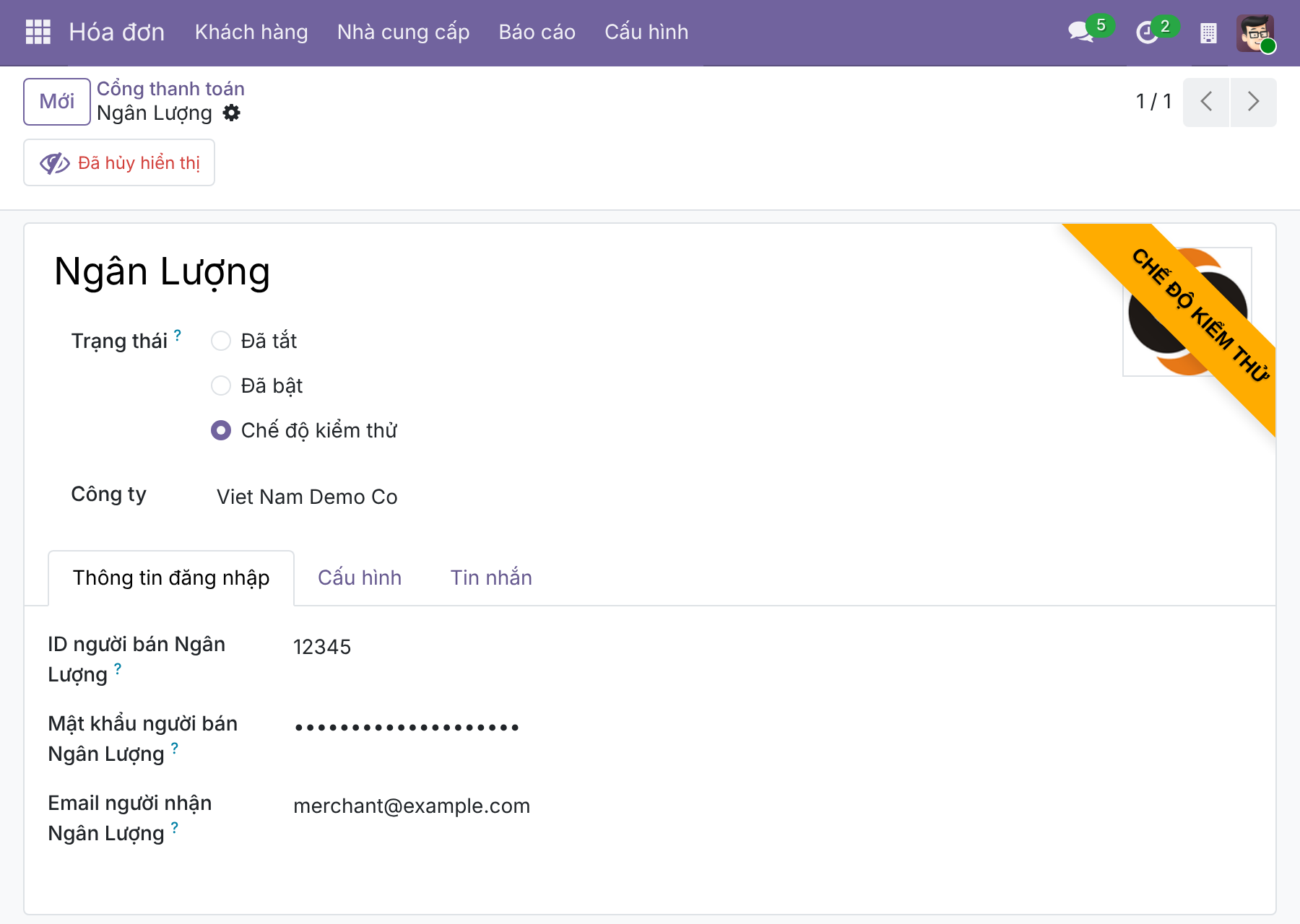 Kết nối tài khoản merchant Ngân Lượng