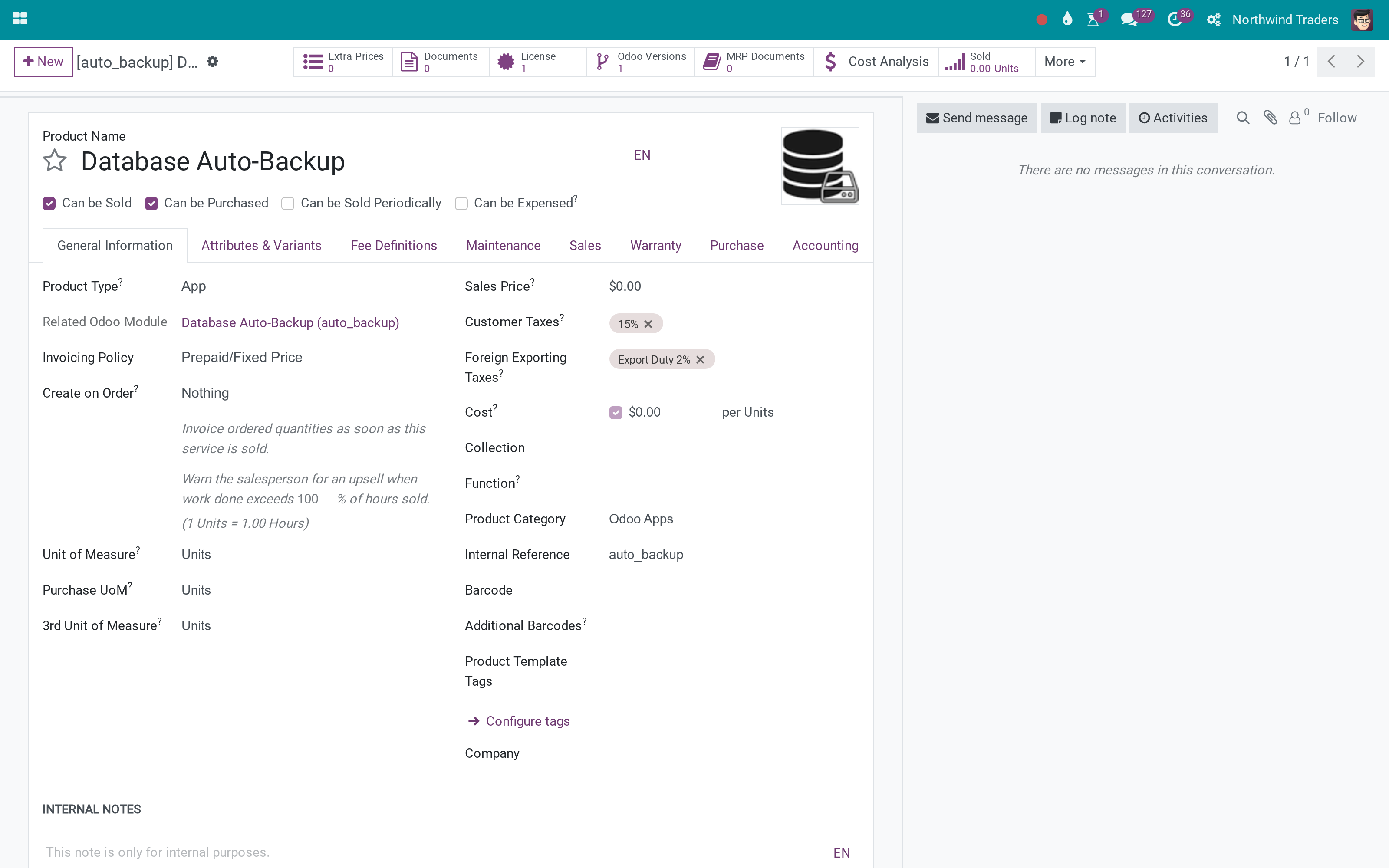 Odoo versions as a product attribute