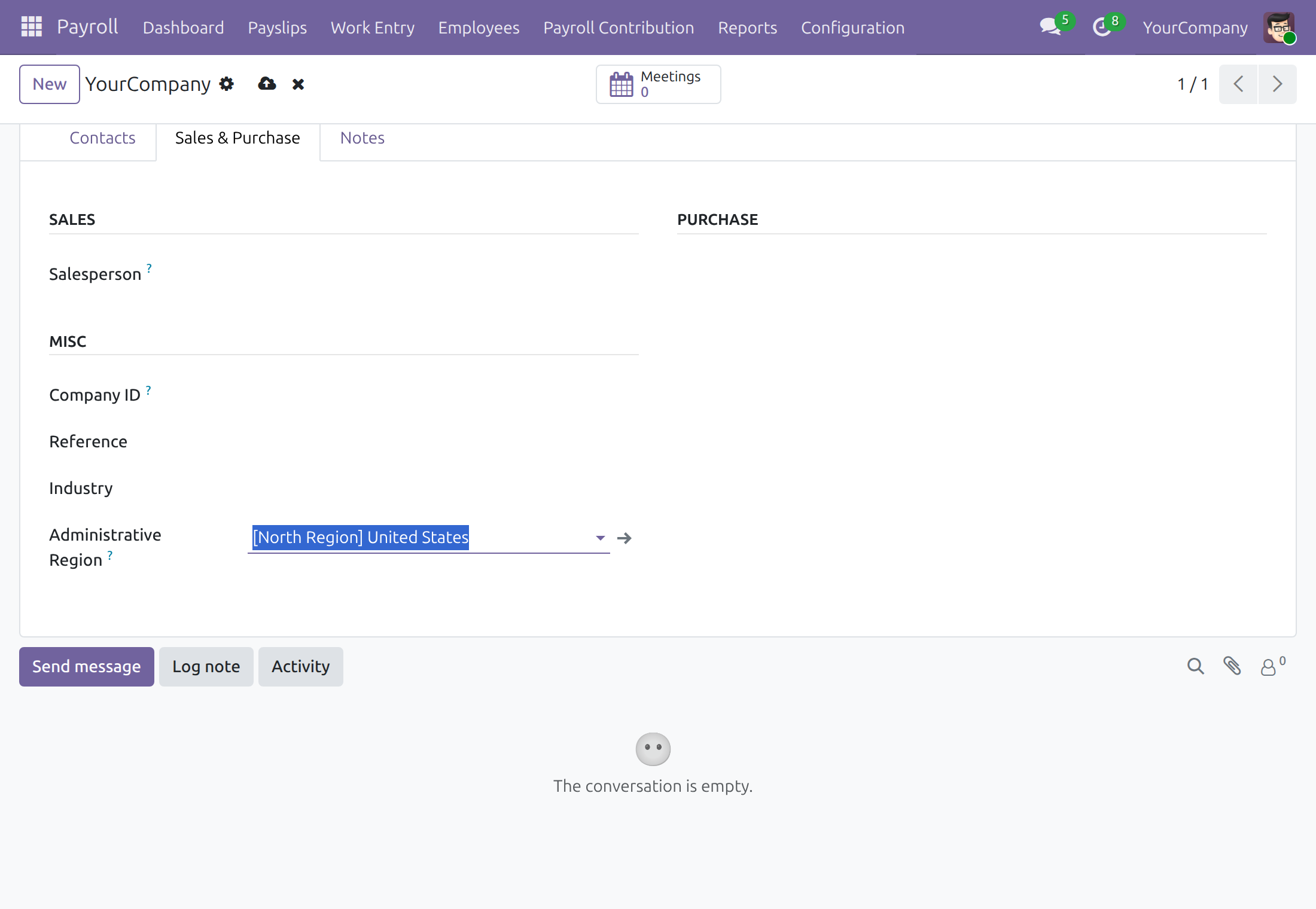 Set the region on a work address