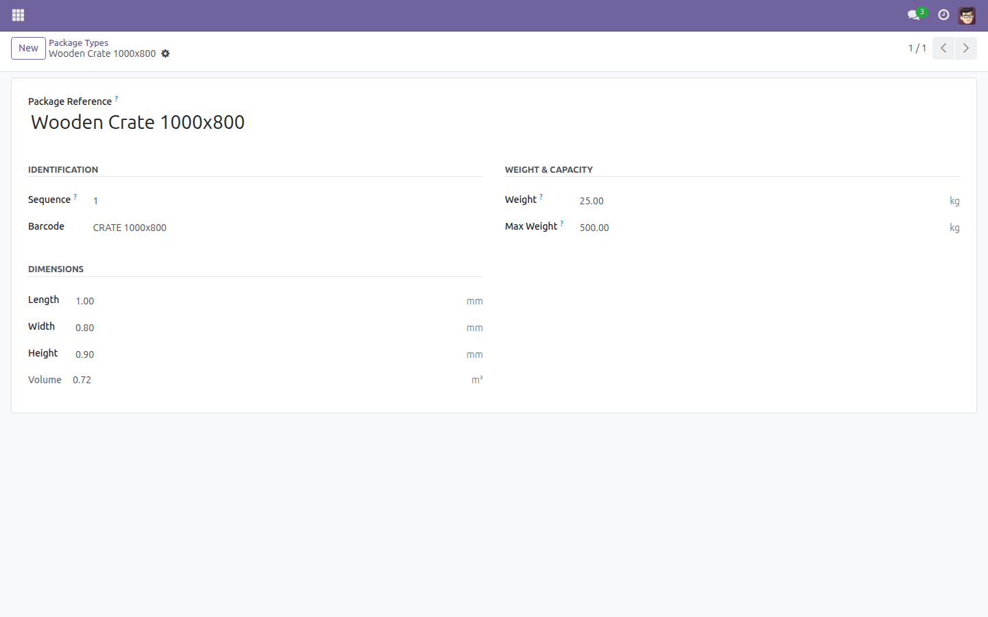 The newly saved custom package type, now listed like any built-in profile