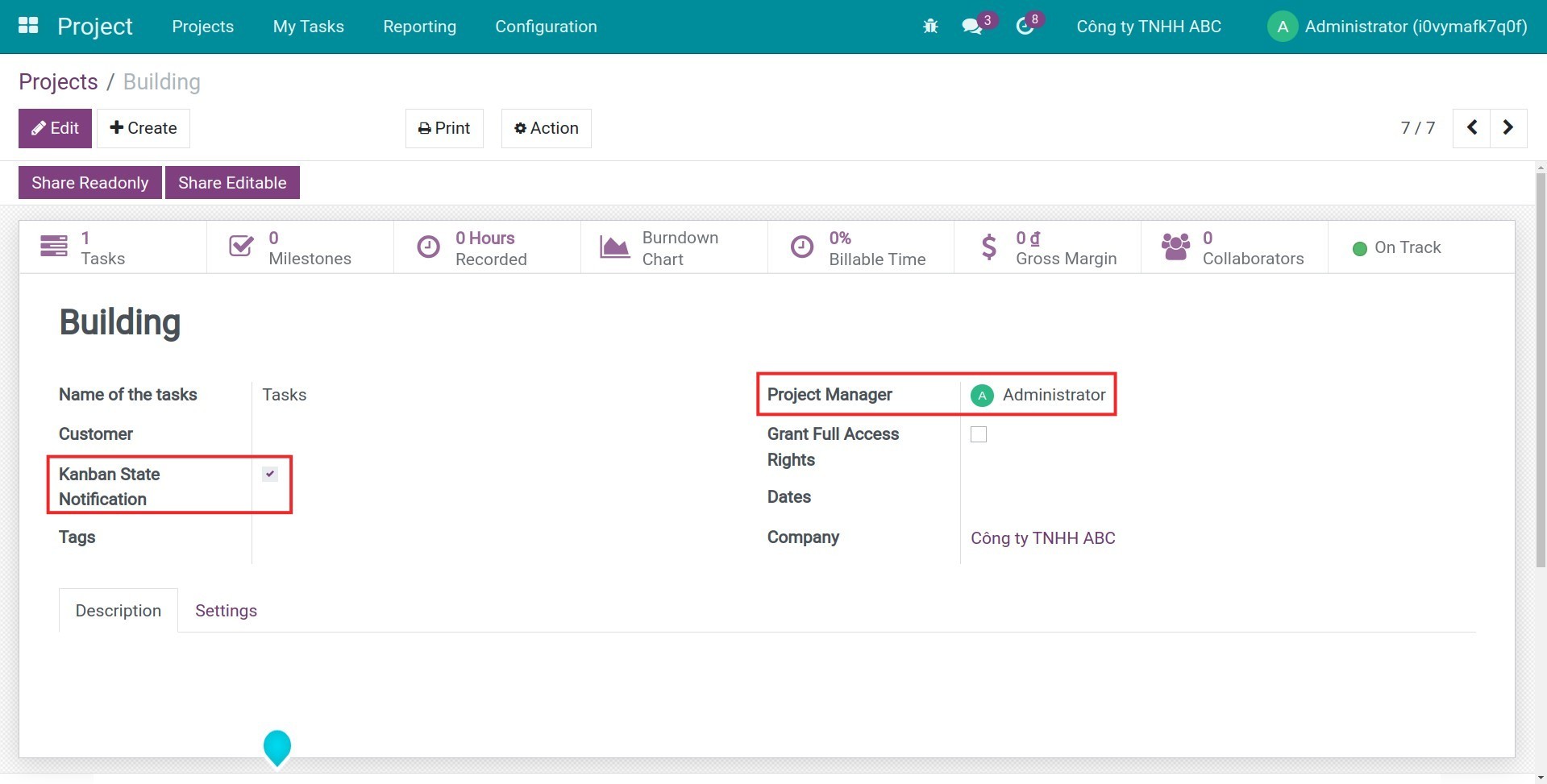 Project configuration