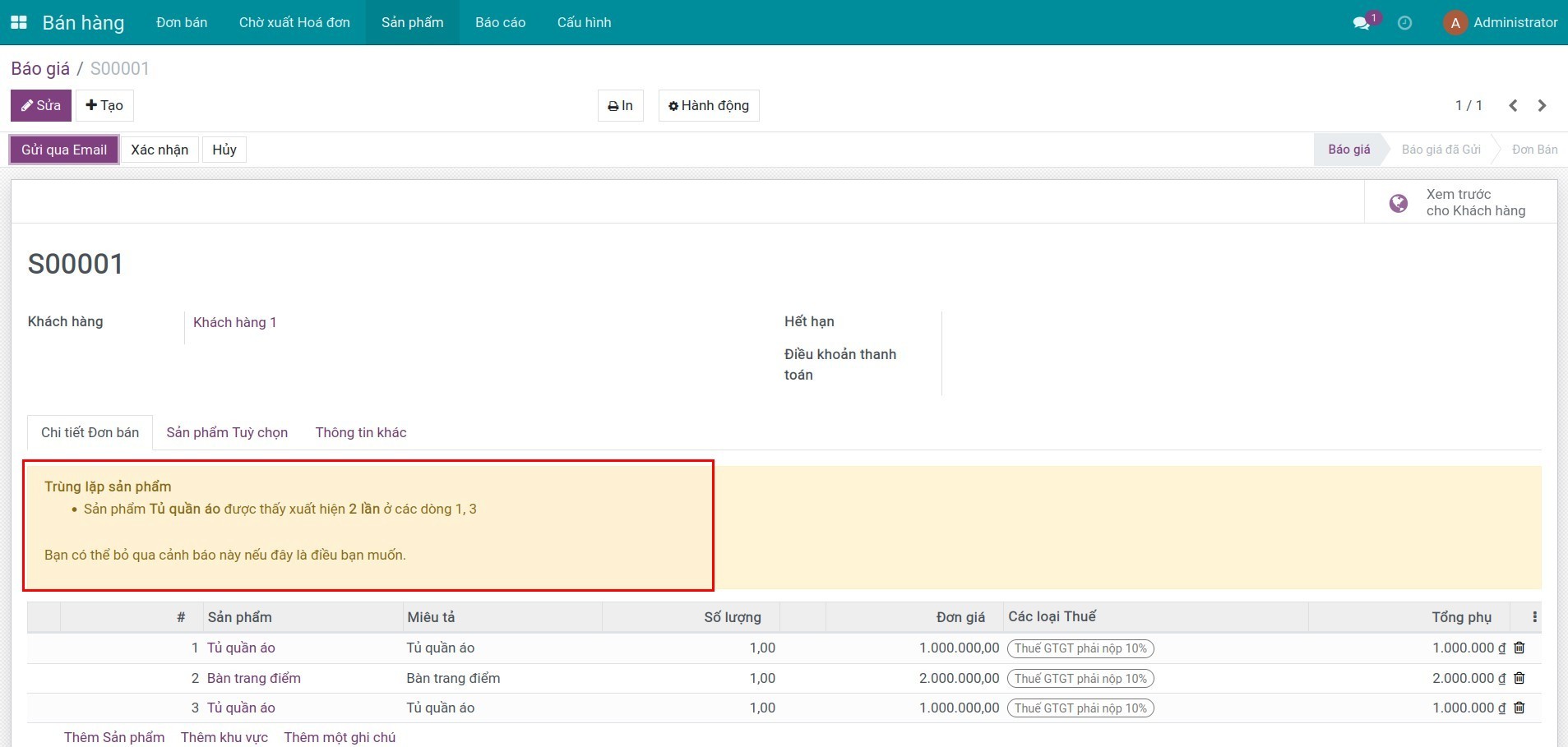 Cảnh báo trùng lặp