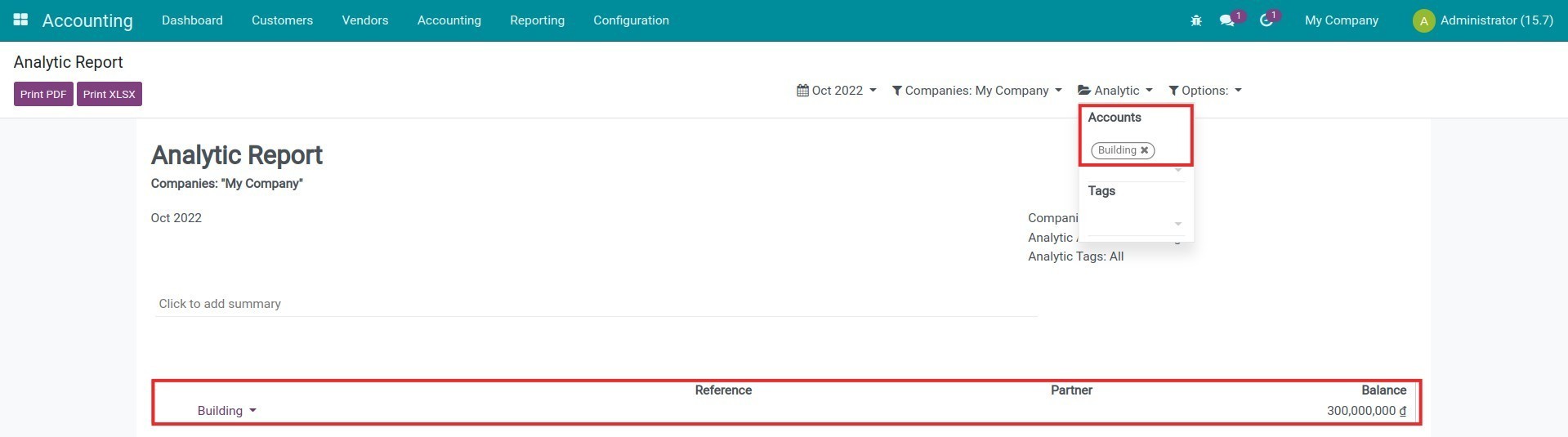 Updates on Analytic Account Viindoo