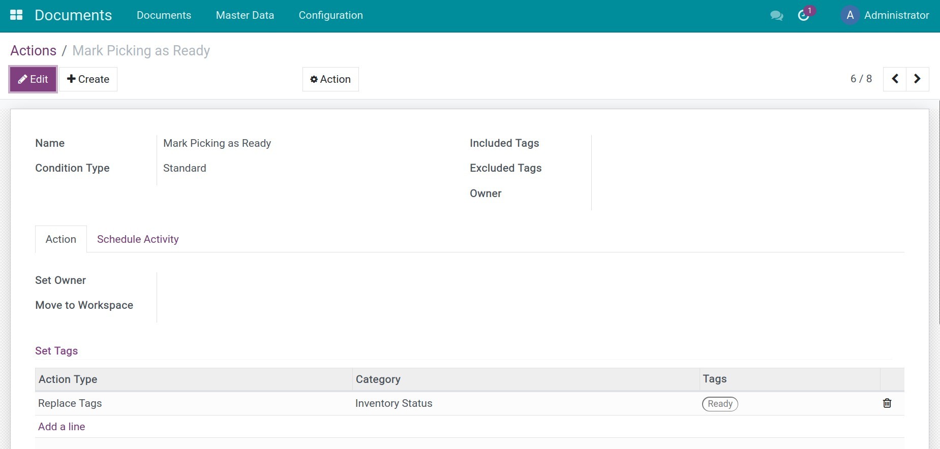 Mark Picking as Ready action