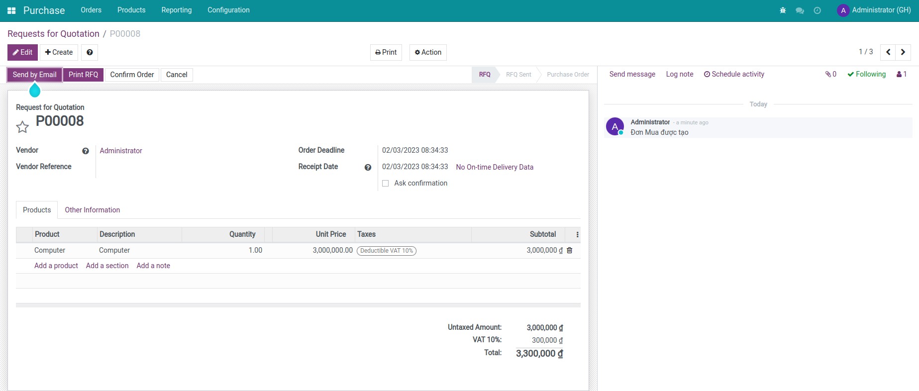 Create a purchase order
