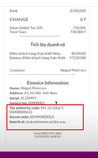 meInvoice pos receipt