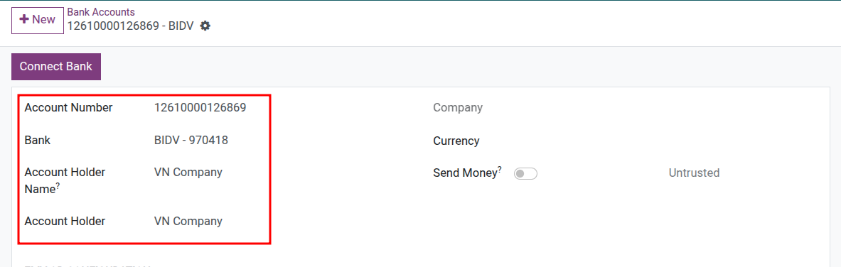 Configure BIDV Bank Account