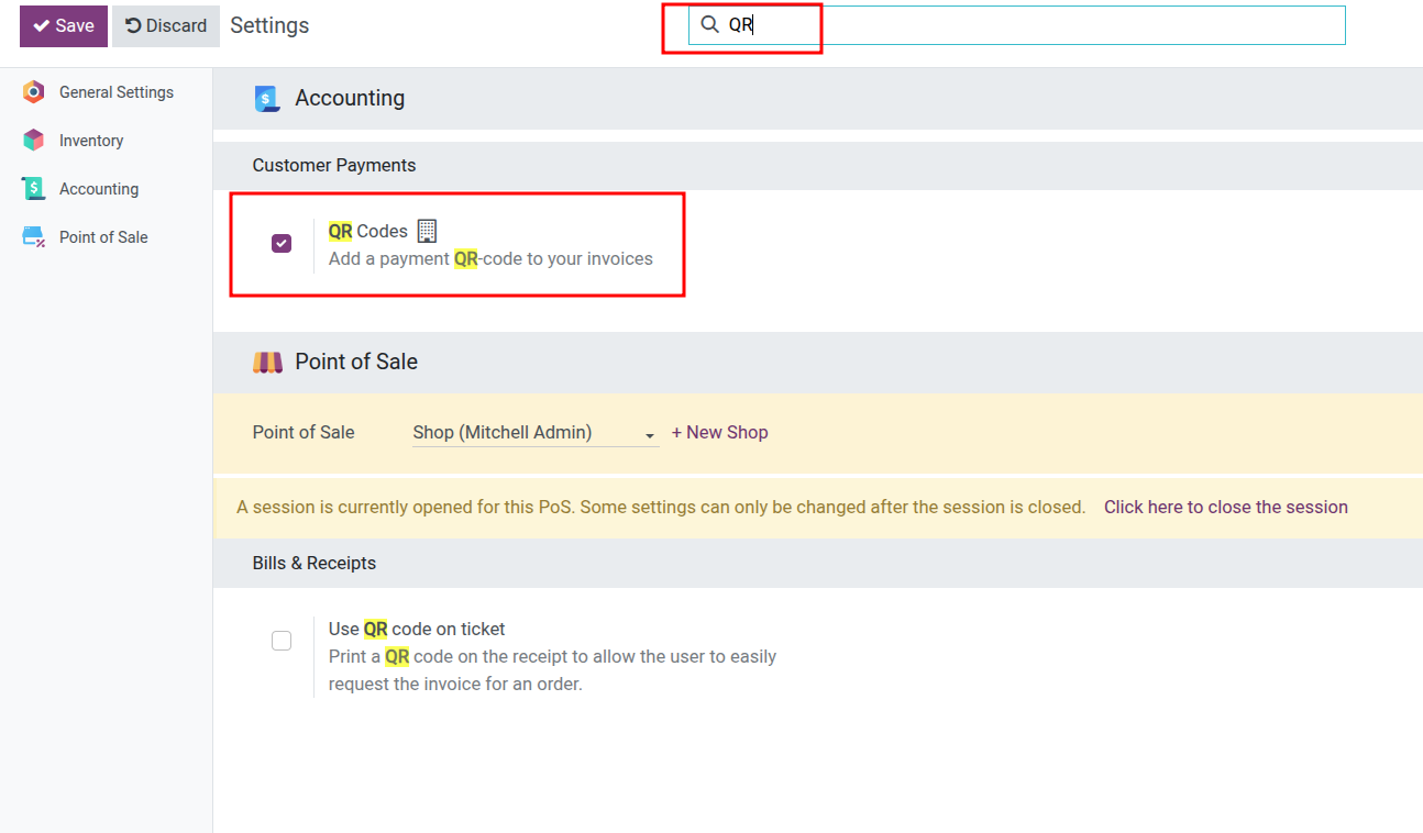 Enable QR Payment in Settings