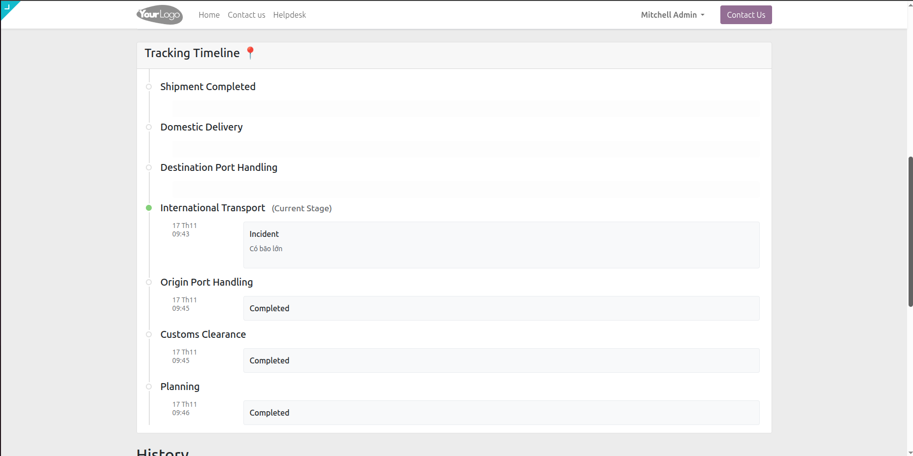 Freight user permission interface