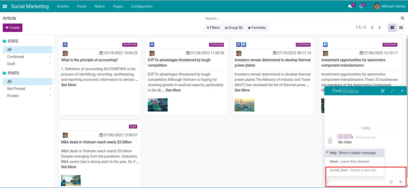 Create opportunities from the chat window