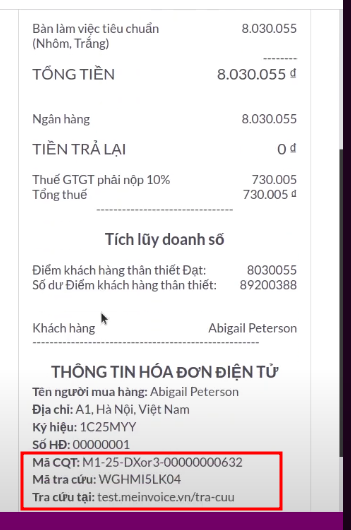 Biên lai bán lẻ meInvoice