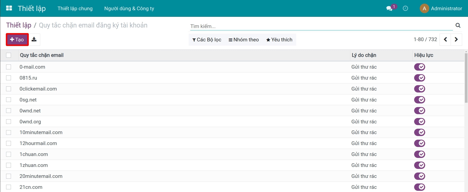 Tạo mới quy tắc