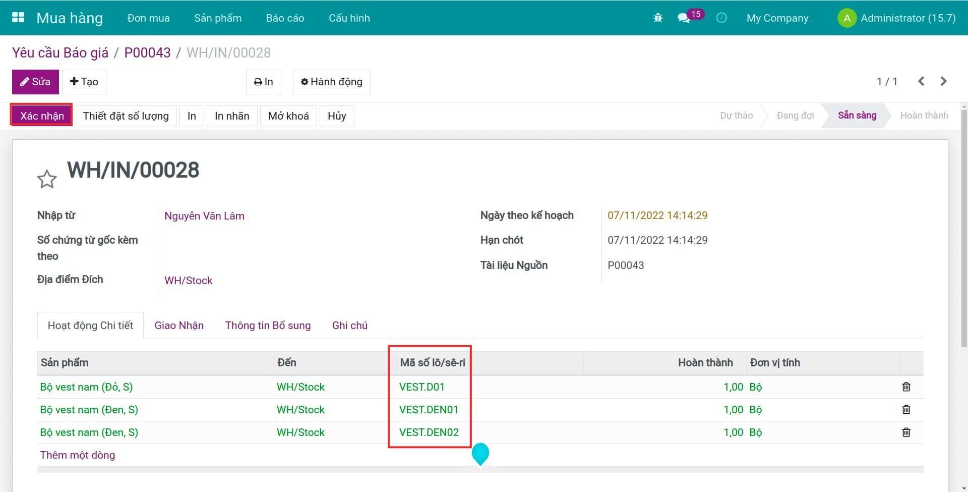Nhập kho sản phẩm