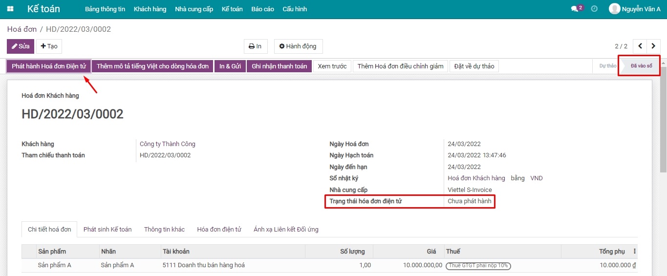 Phát hành hóa đơn điện tử S-Invoice từ hóa đơn khách hàng