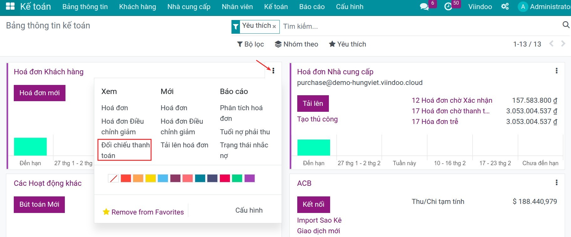 Reconciliation between customer's invoices and their payments.