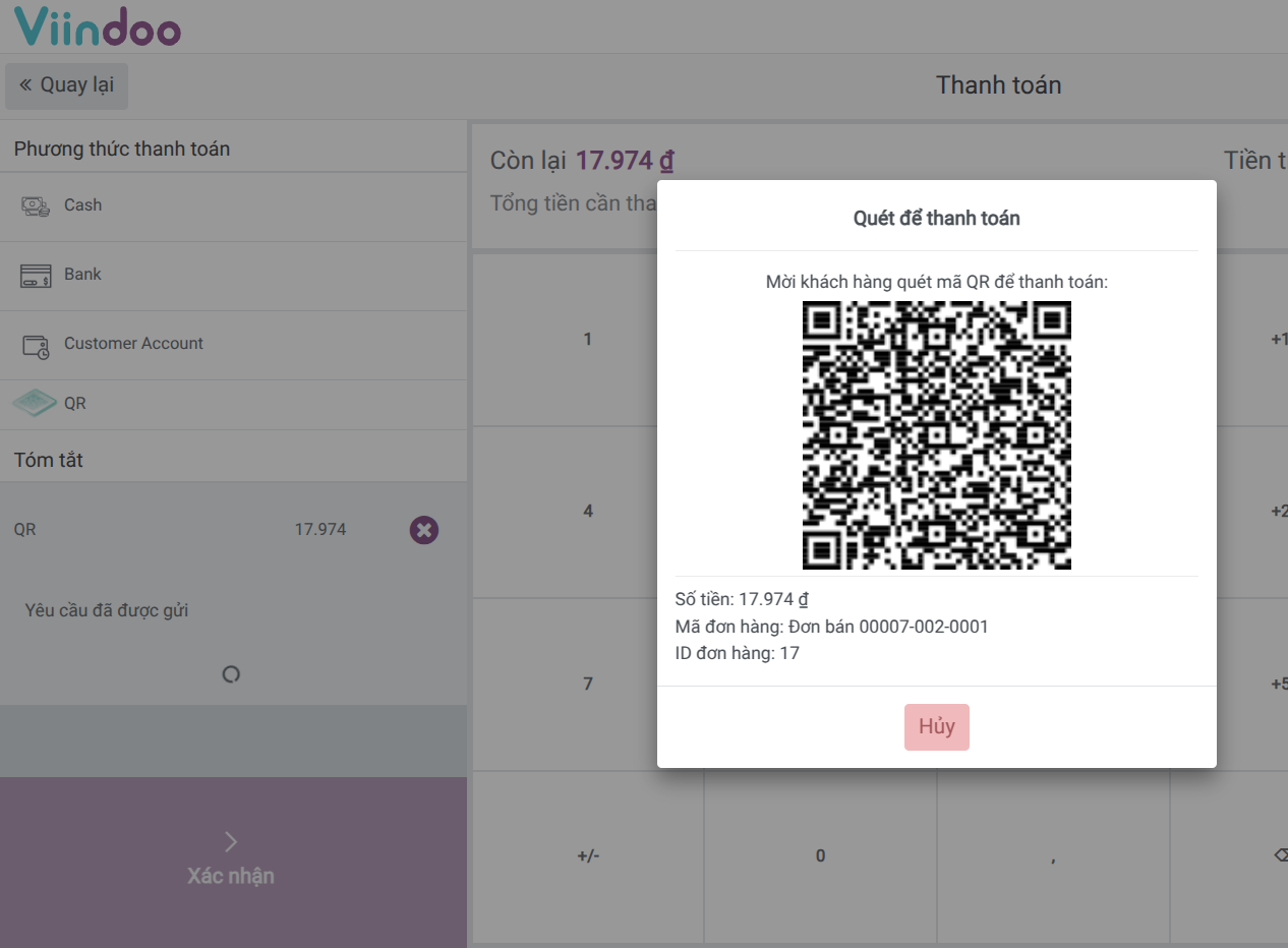 Thanh toán QR BIDV thành công
