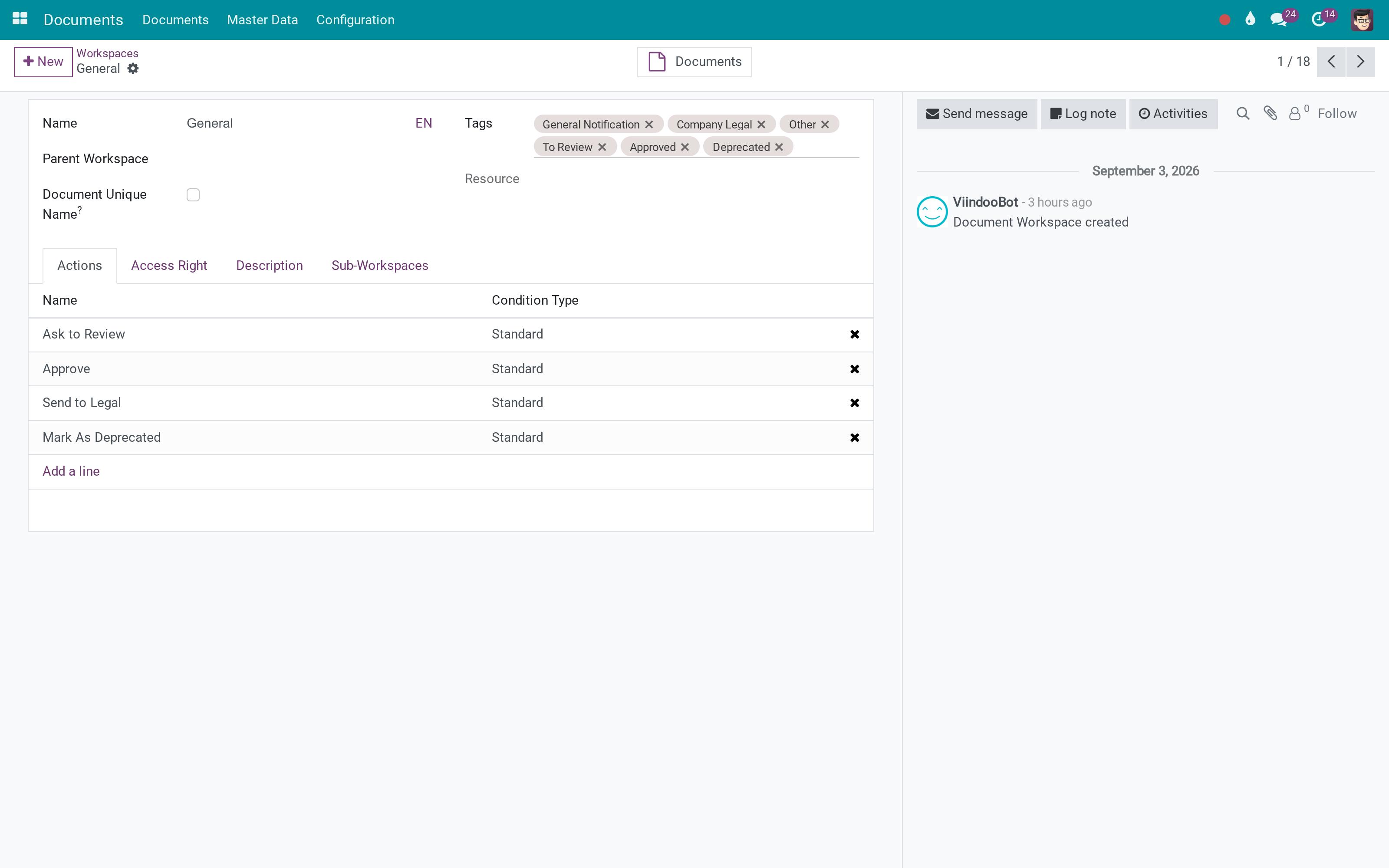 A workspace with its team and its documents
