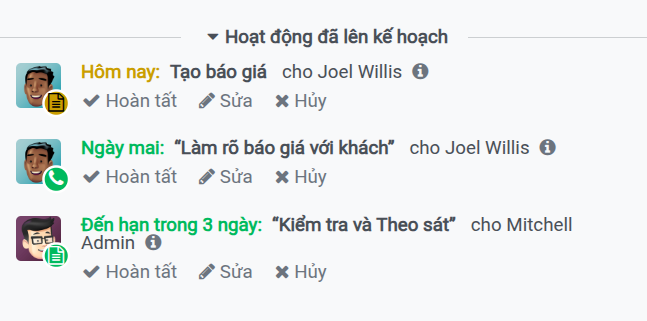 viinCRM Lên lịch và nhắc việc tự động