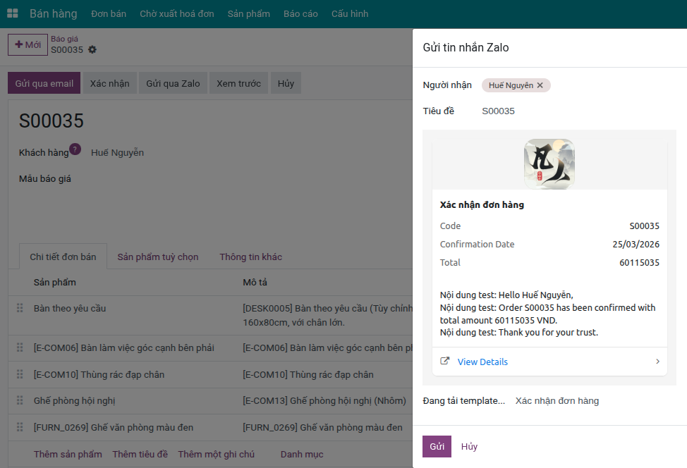 viinCRM Gửi và xác nhận báo giá online