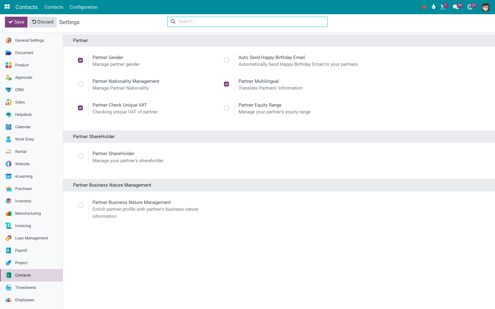Activate Contact Features