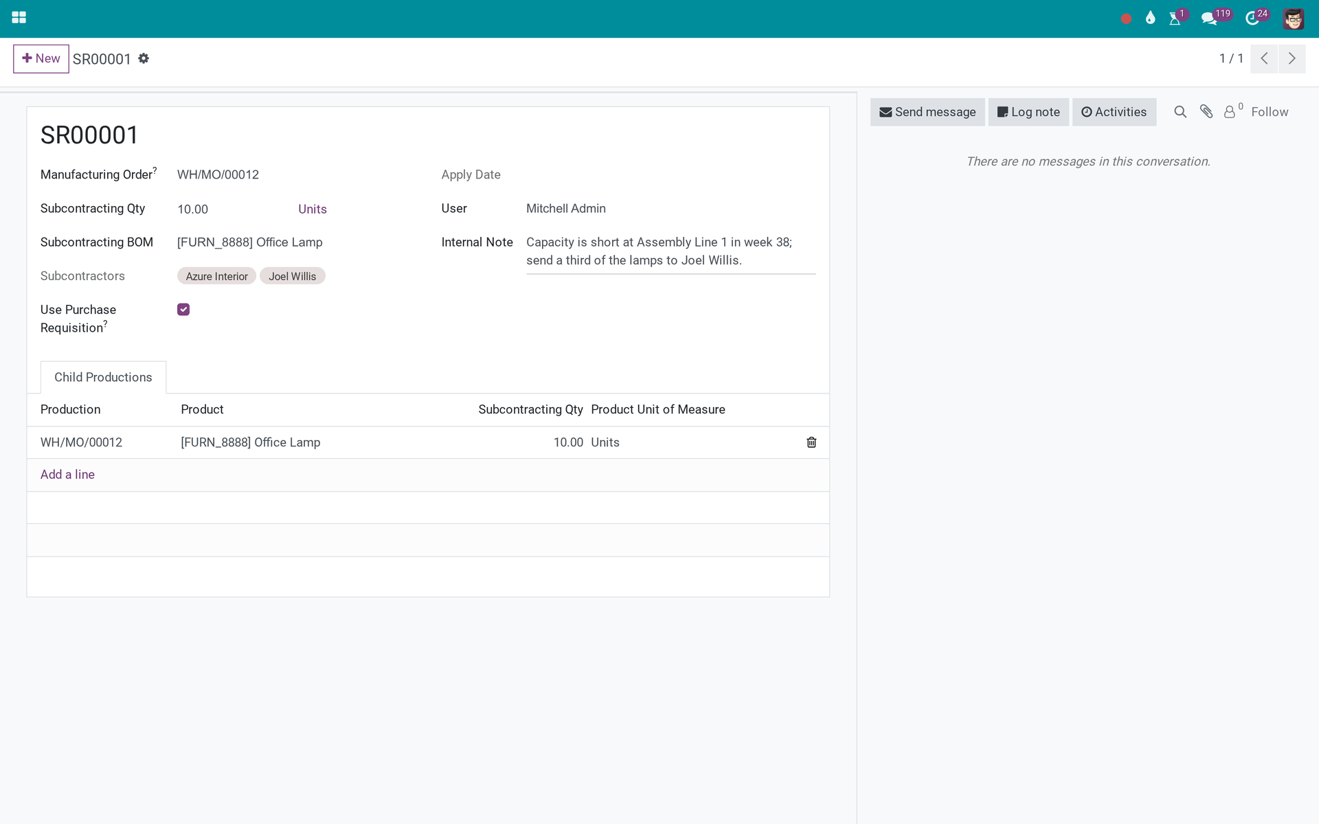 MRP Subcontracting Request & Purchase Requisition