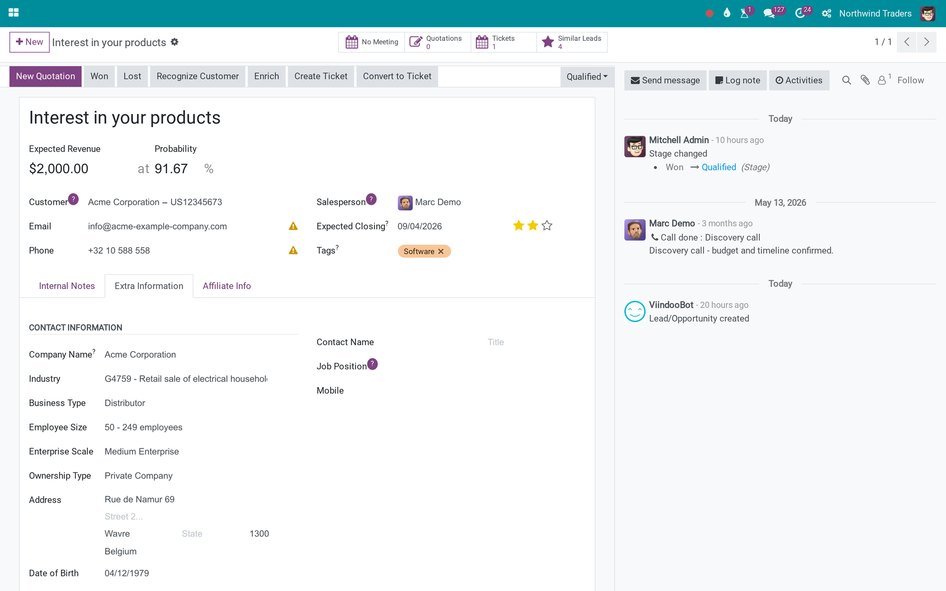 CRM - Customer Business Nature - Patch1