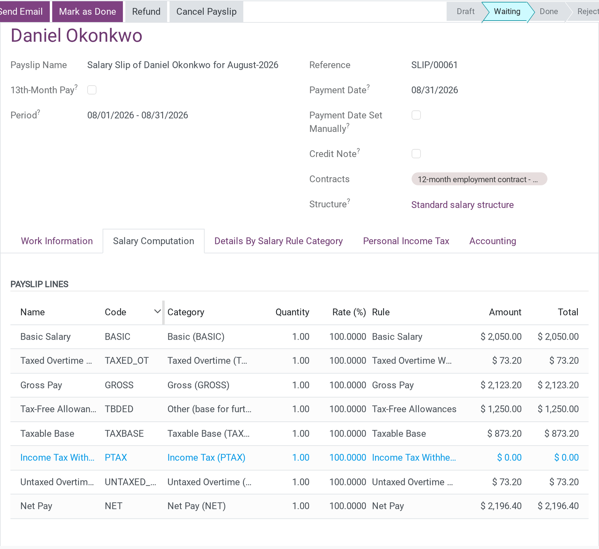 Overtime Payroll - Compensatory Time Off