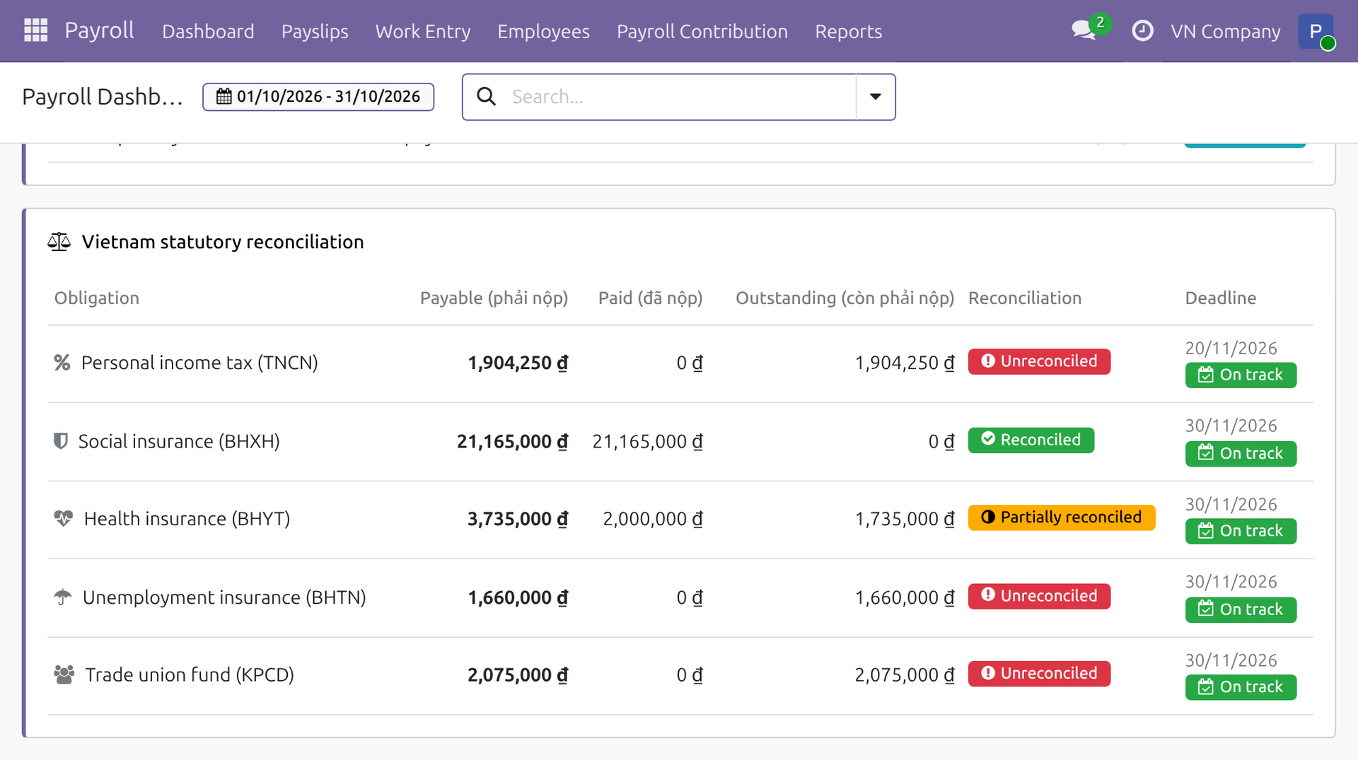 Vietnam Payroll - Accounting Integration