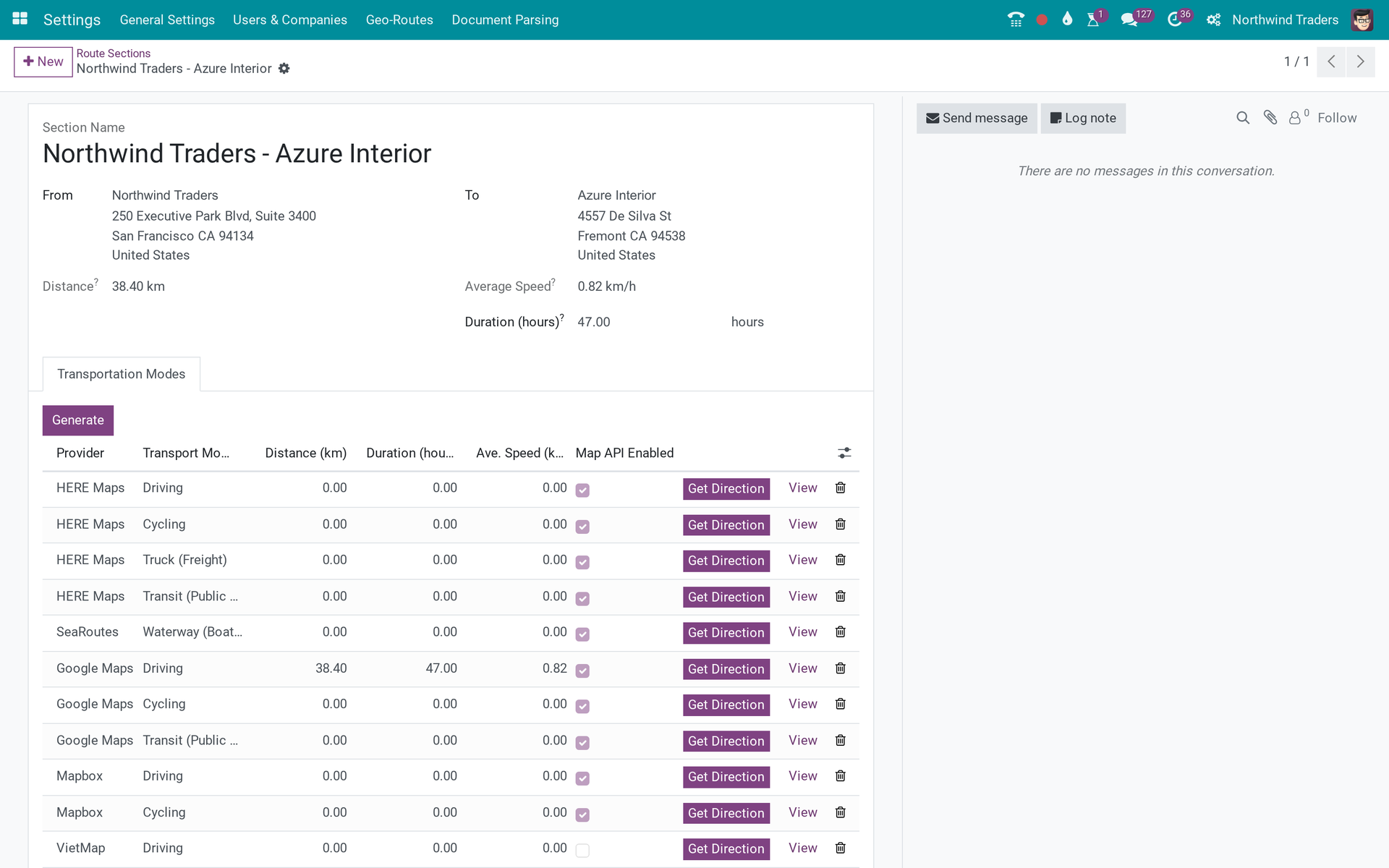 Google Routes API Integration