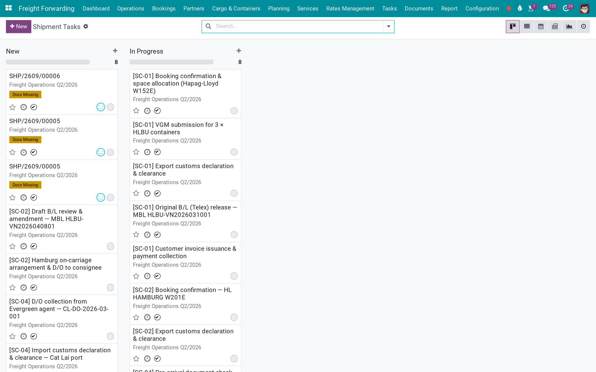 Freight Project Gantt